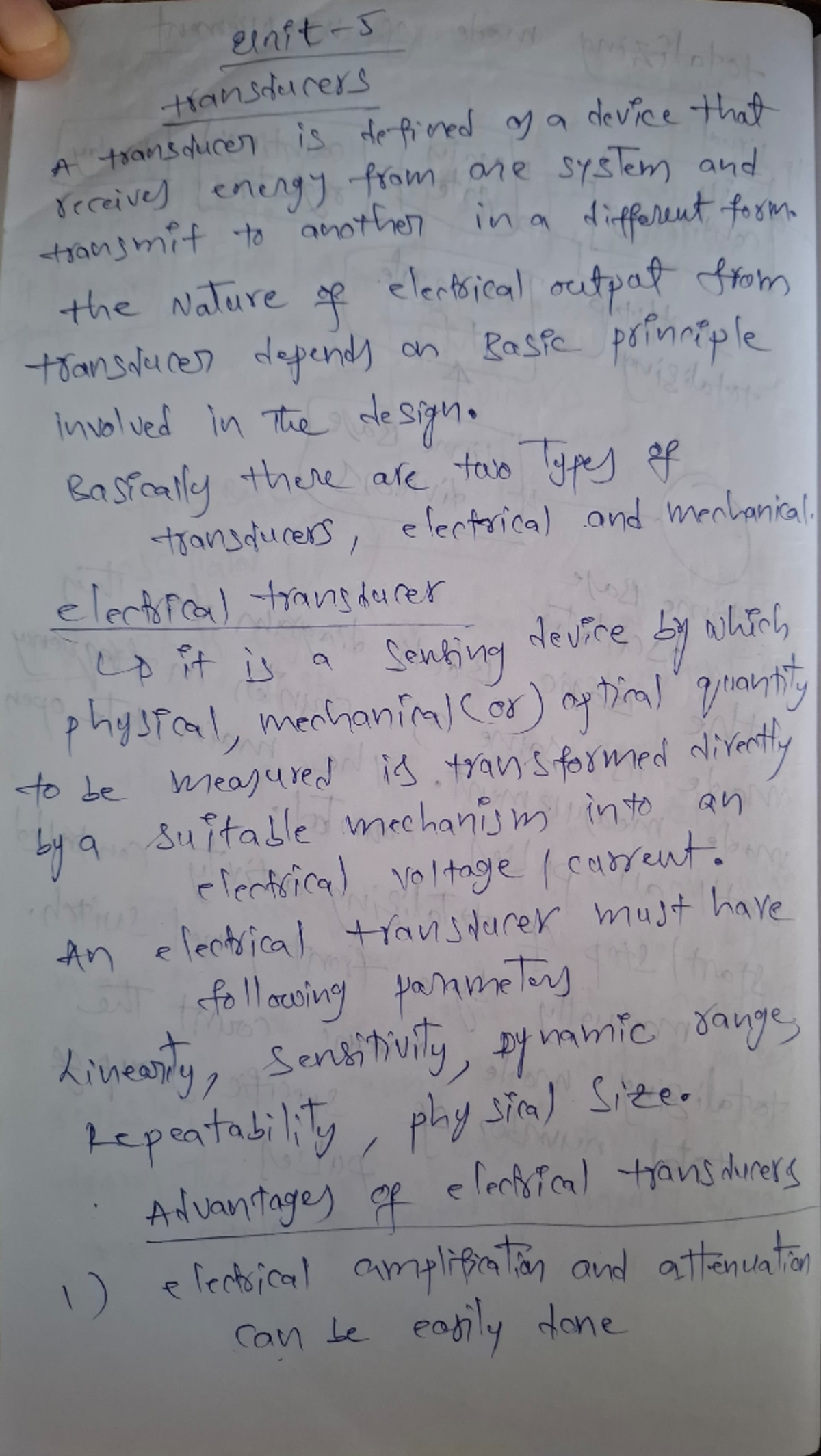 EMI UNIT-5: Comprehensive Notes on Transducers and Their Principles ...