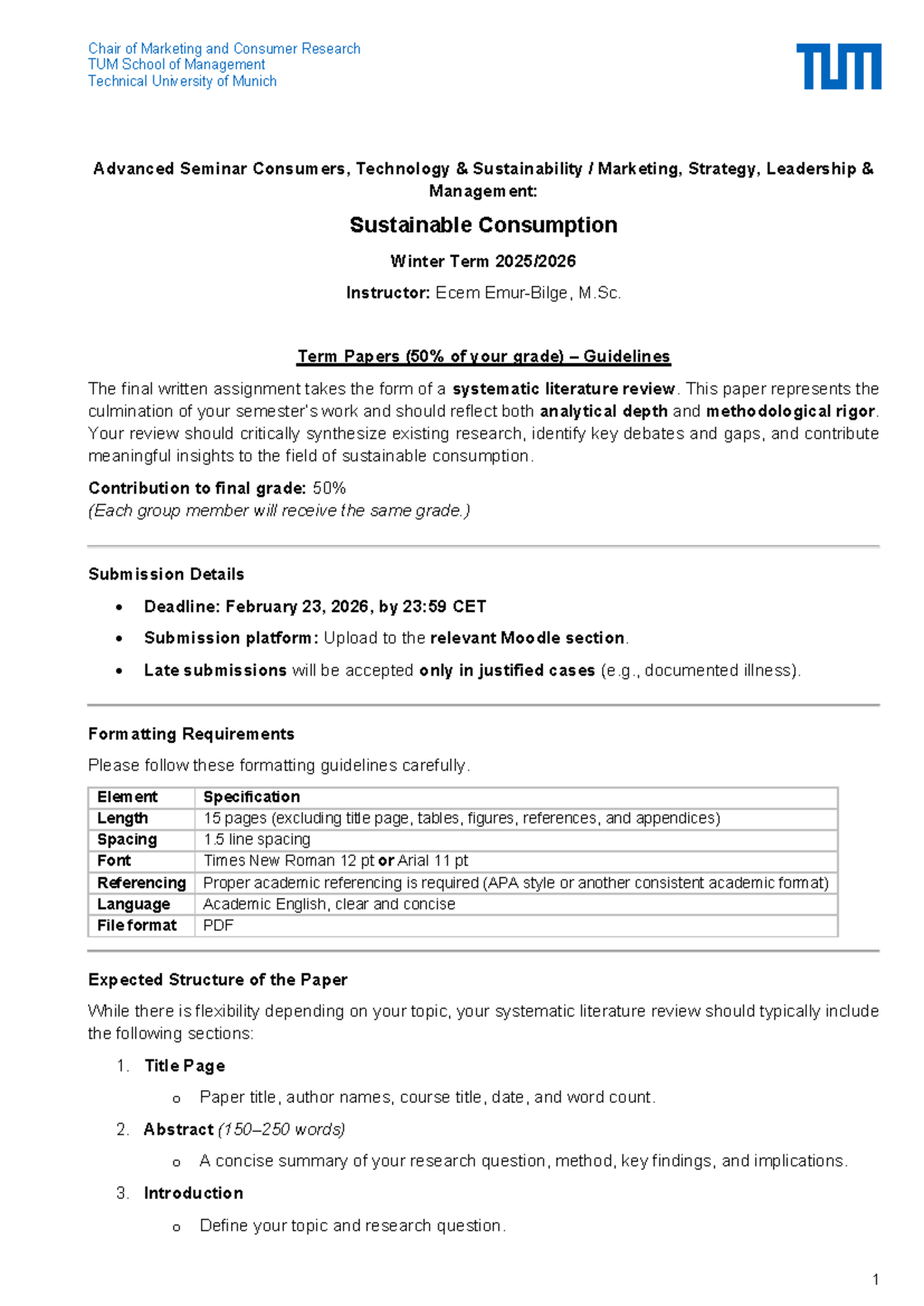 TUM Mgt 06 Term Paper Guidelines: Systematic Literature Review on ...