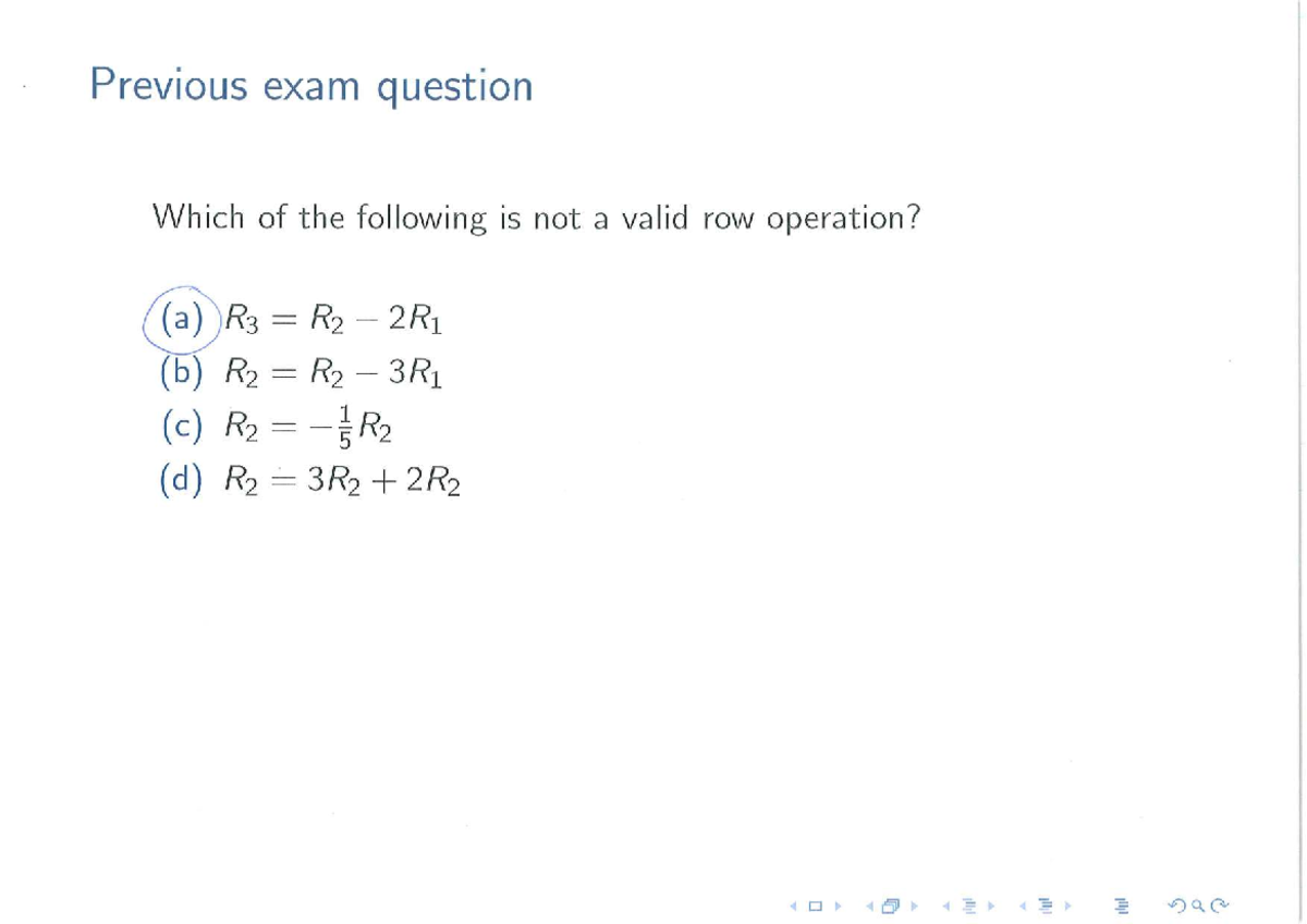 Lecture 14: Exam Questions on Row Operations and Echelon Forms - Studocu