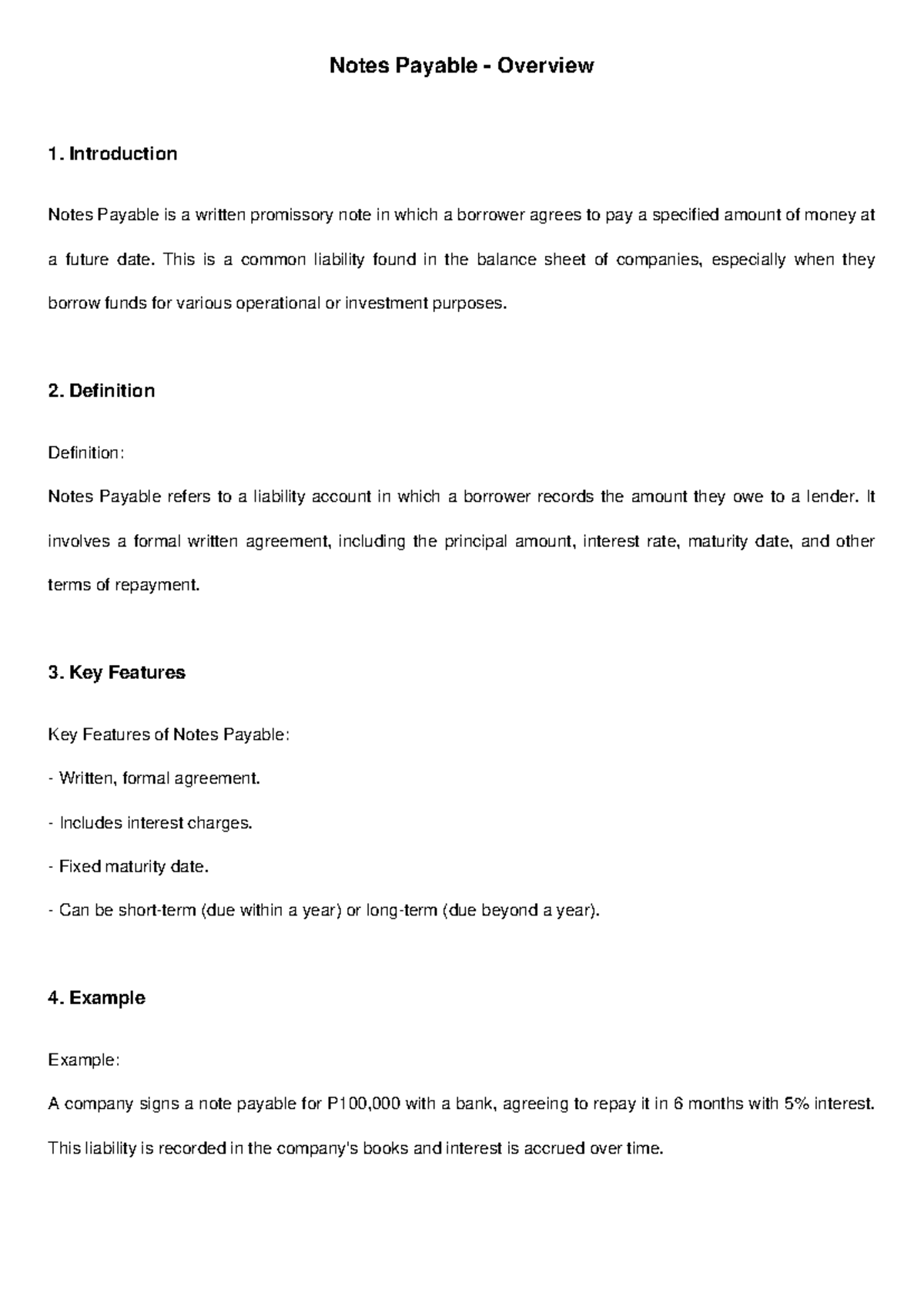 Notes Payable Overview - Notes Payable - Overview 1. Introduction Notes ...