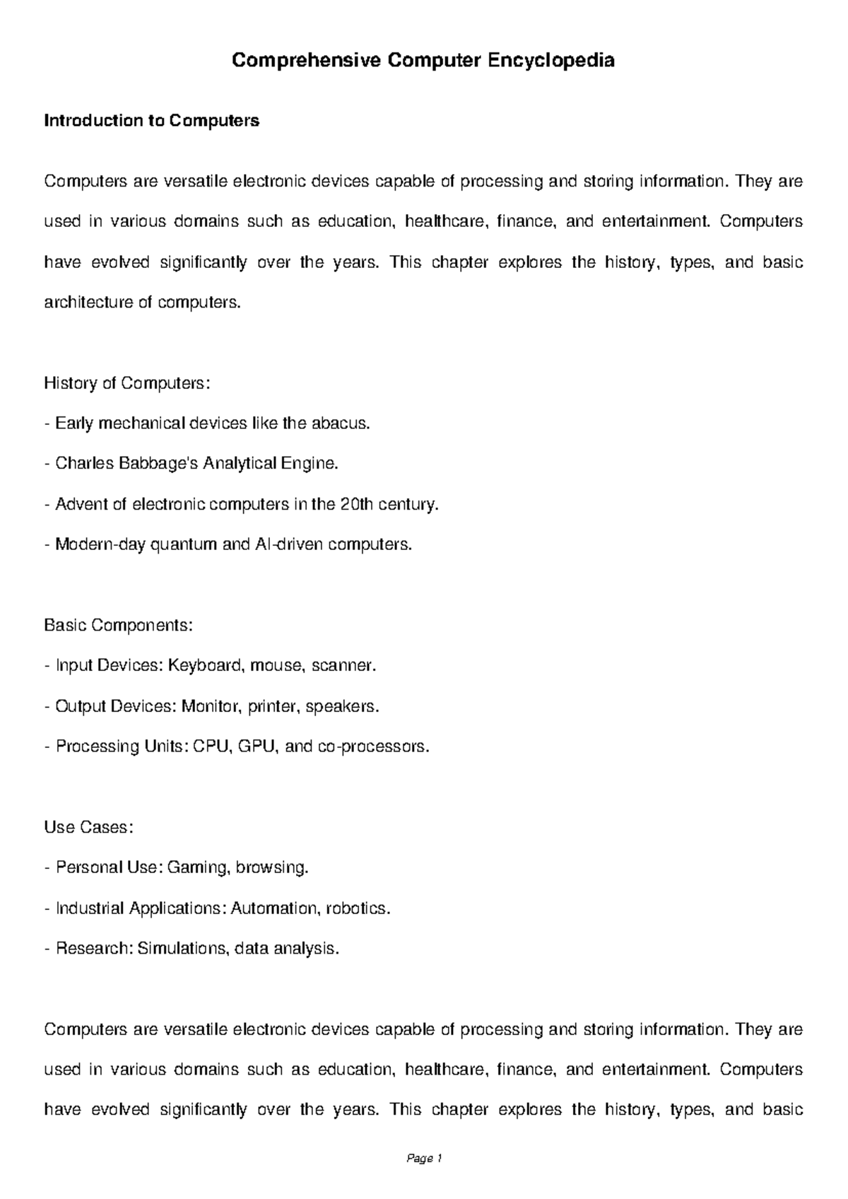 Comprehensive Computer Encyclopedia - Introduction to Computers ...