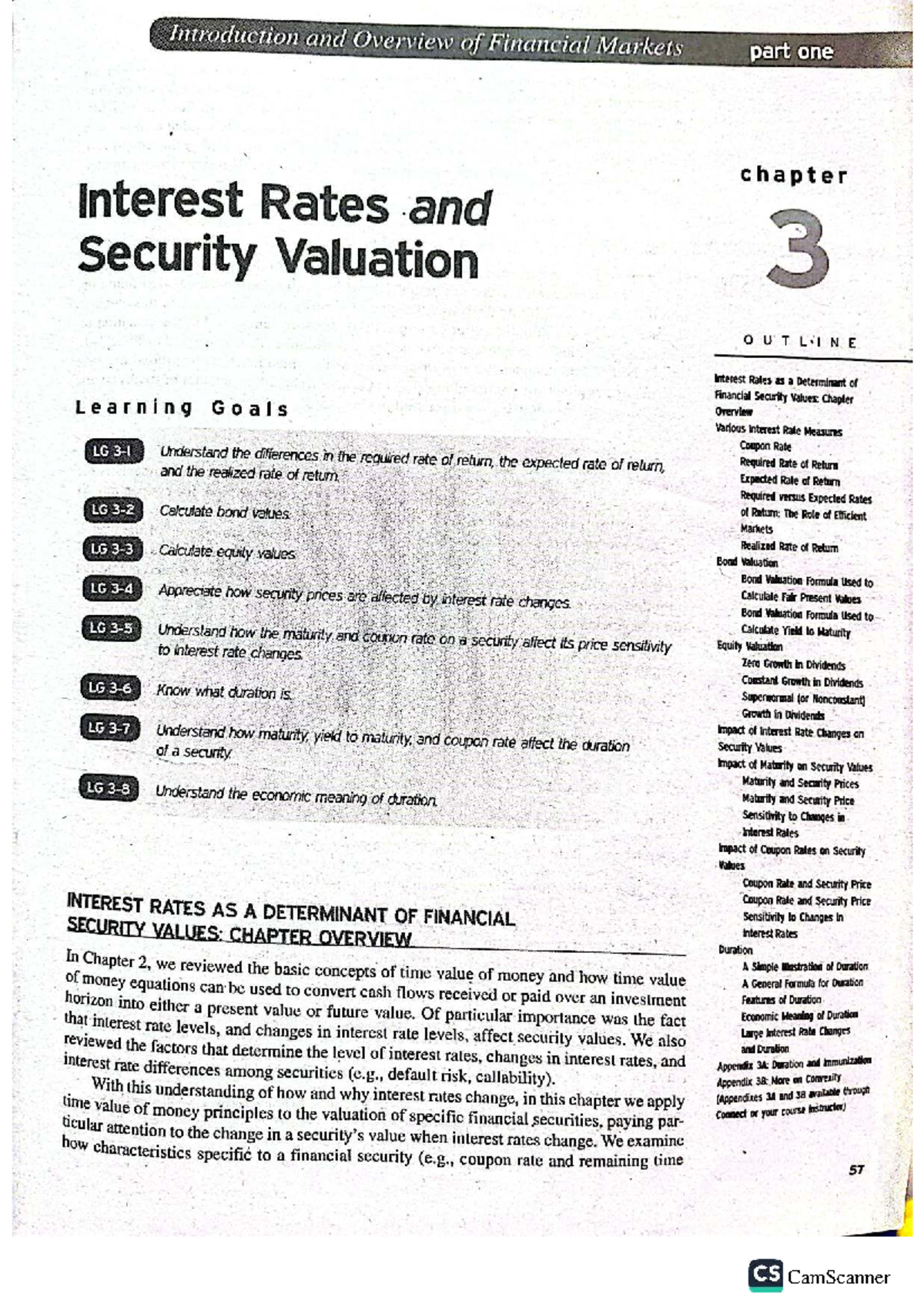 FM - Chapter 3: Interest Rates and Security Valuation Overview - Studocu