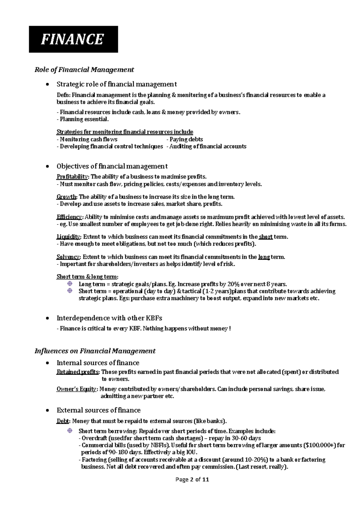 FIN111 Financial Management Exam Notes and Key Concepts - Studocu
