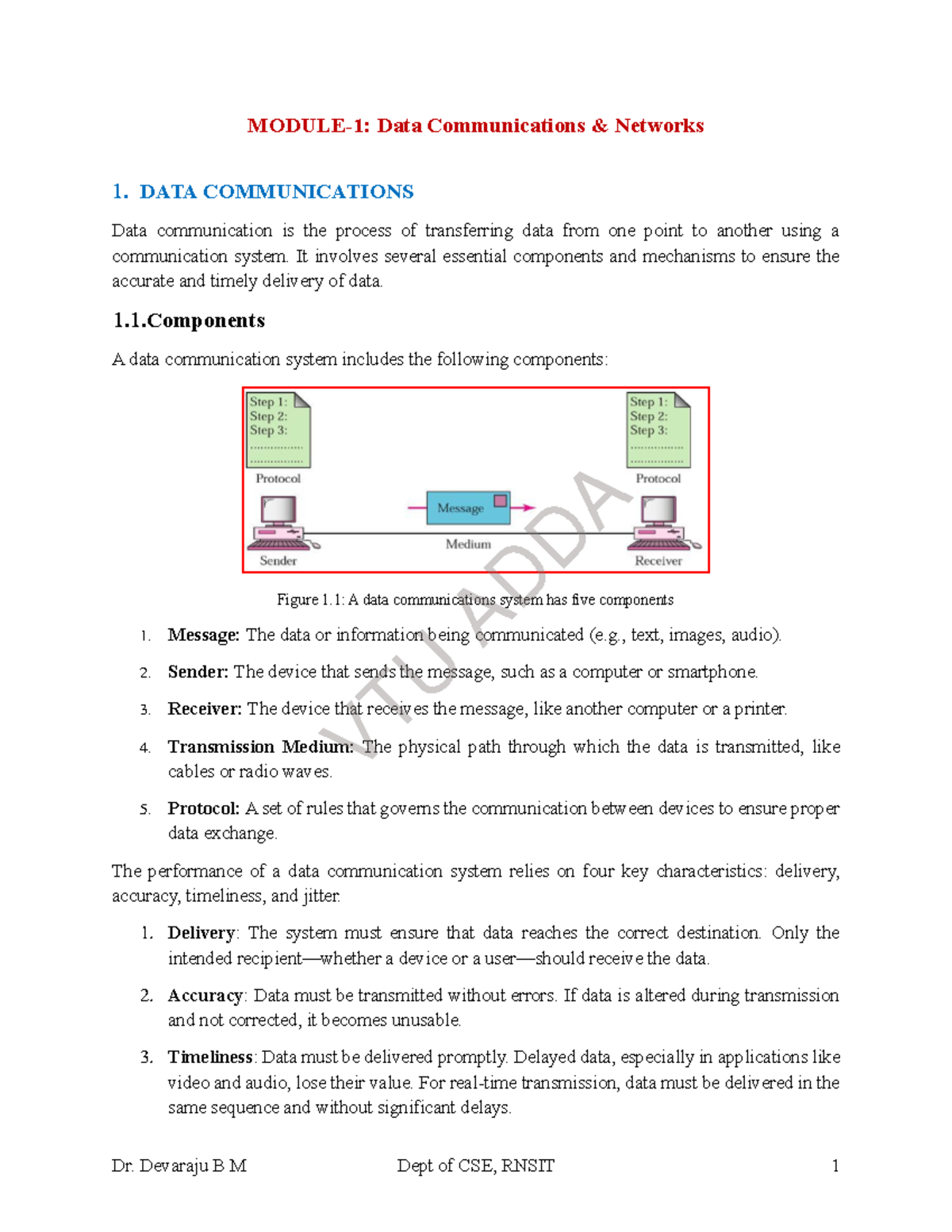 BCS502 Data Communications Networks: Module 1 Notes - Studocu