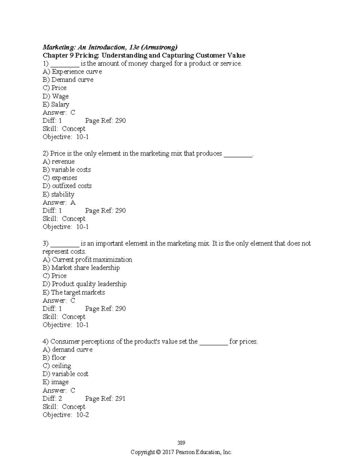 Marketing 101: Exam Questions & Answers (2017) - Chapter 9 Pricing ...