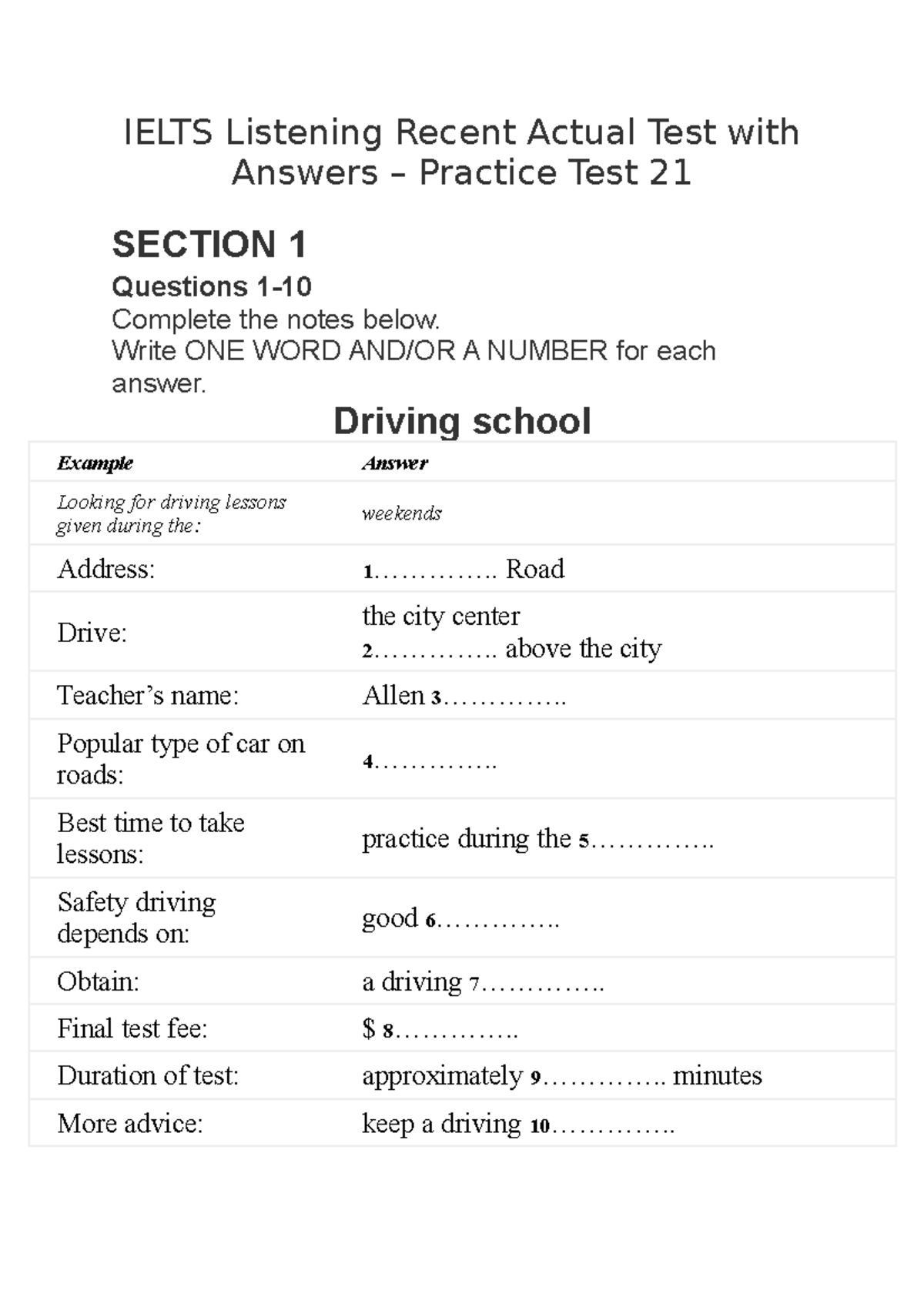 Ielts Listening Recent Actual Test With Answer 2 Ielts Listening