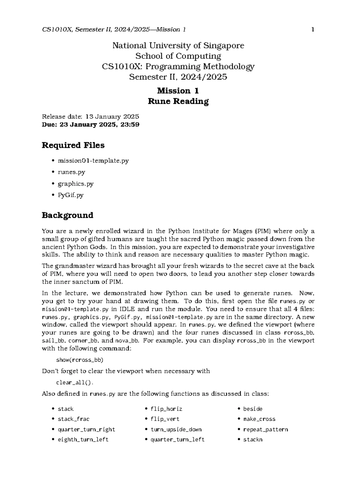 CS1010X: Programming Methodology Semester II, Mission 5 - Curve ...