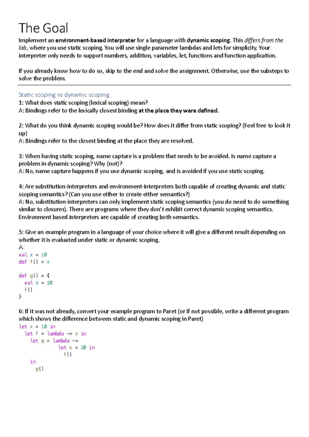 Dynamic Scoping Interpreter Implementation - CS101 Final Project ...