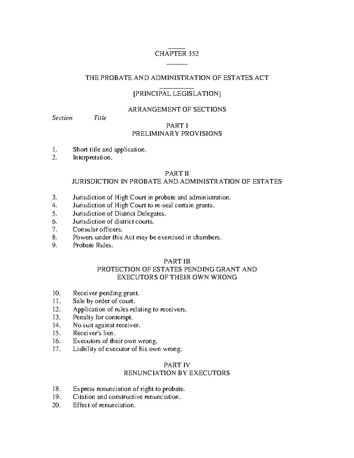 CHAPTER 352: THE PROBATE AND ADMINISTRATION OF ESTATES ACT OVERVIEW ...