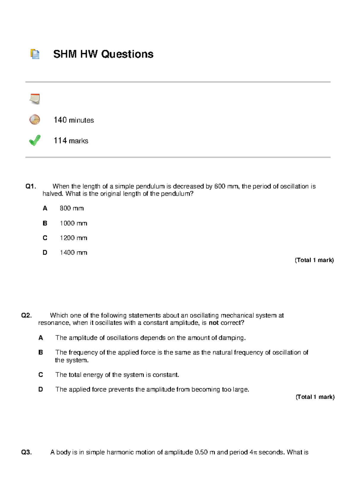 A2-SHM - Freely download - SHM HW Questions 140 minutes 114 marks Q1 ...