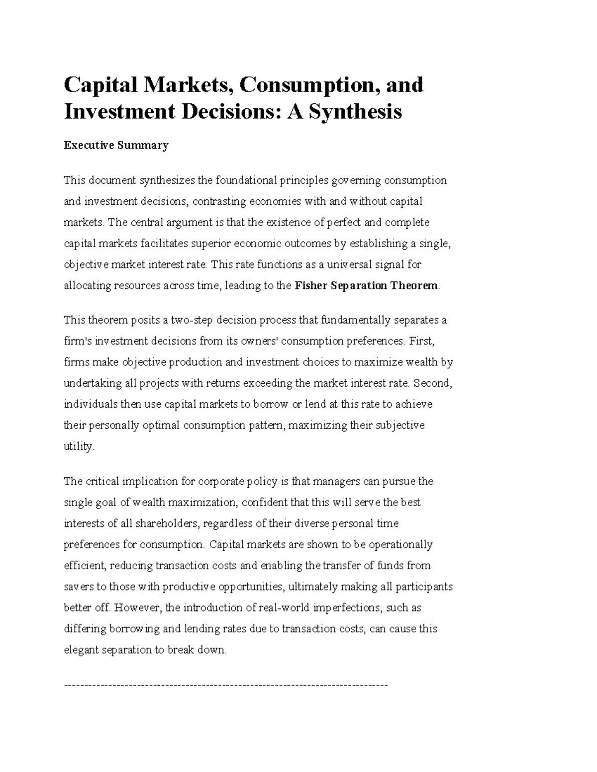 Capital Markets and Investment Decisions: A Comprehensive Overview ...