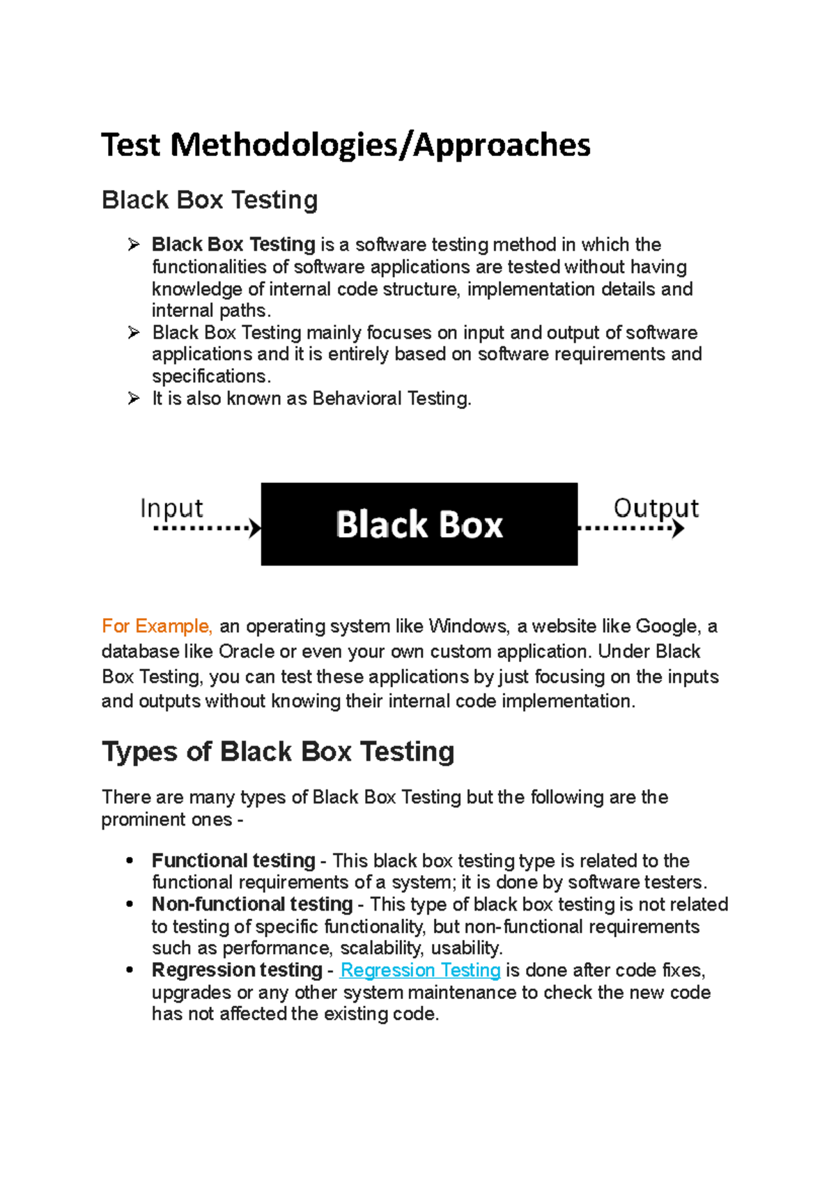 Black Box Testing - Lecture Notes on Techniques & Tools - Studocu