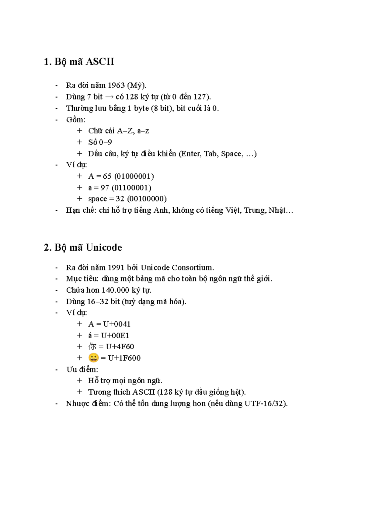 BTVN Tuan4: So Sánh Bộ Mã ASCII và Unicode - Studocu
