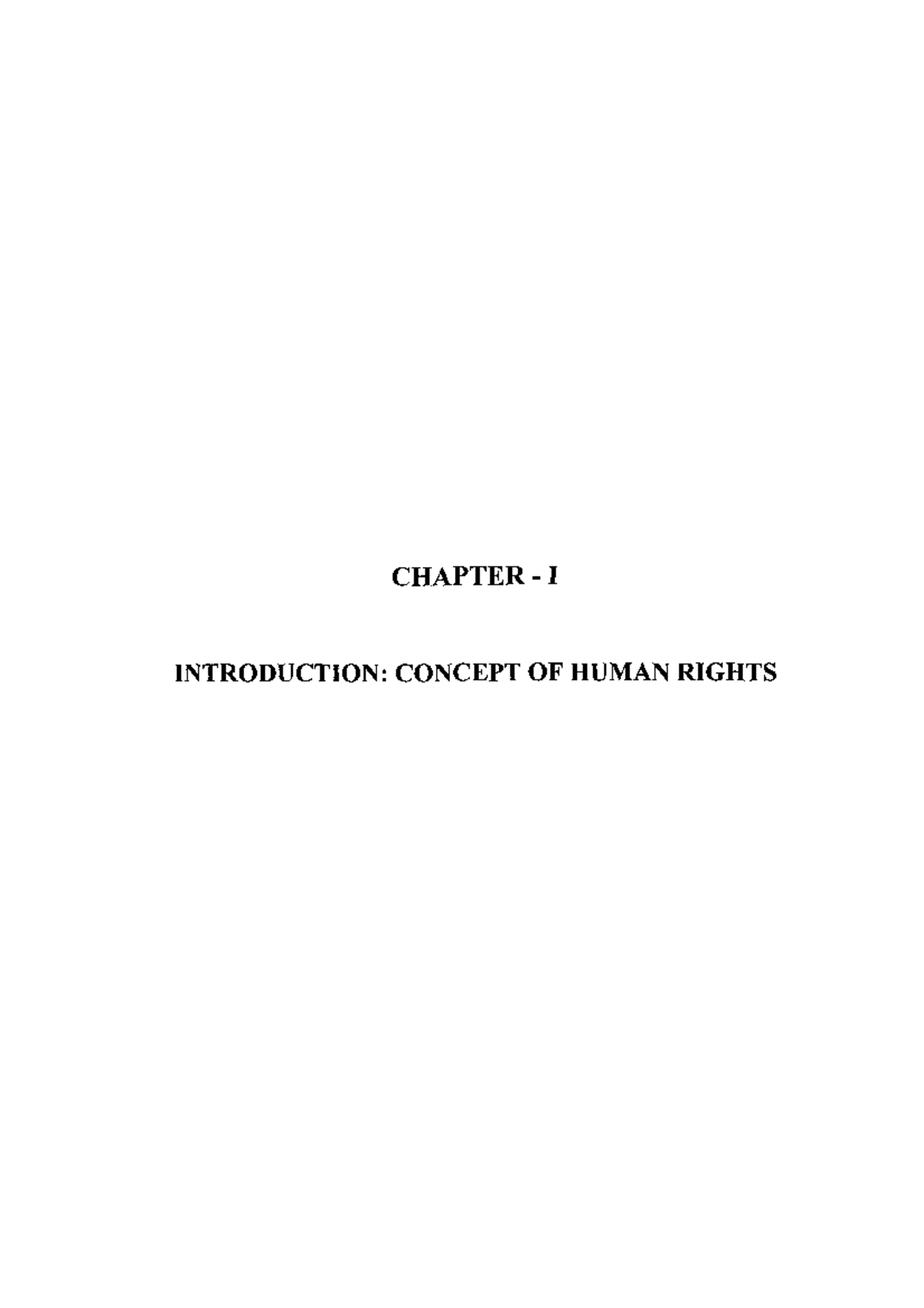 Human rights - Lecture notes 1 - CHAPTER - INTRODUCTION: CONCEPT OF ...