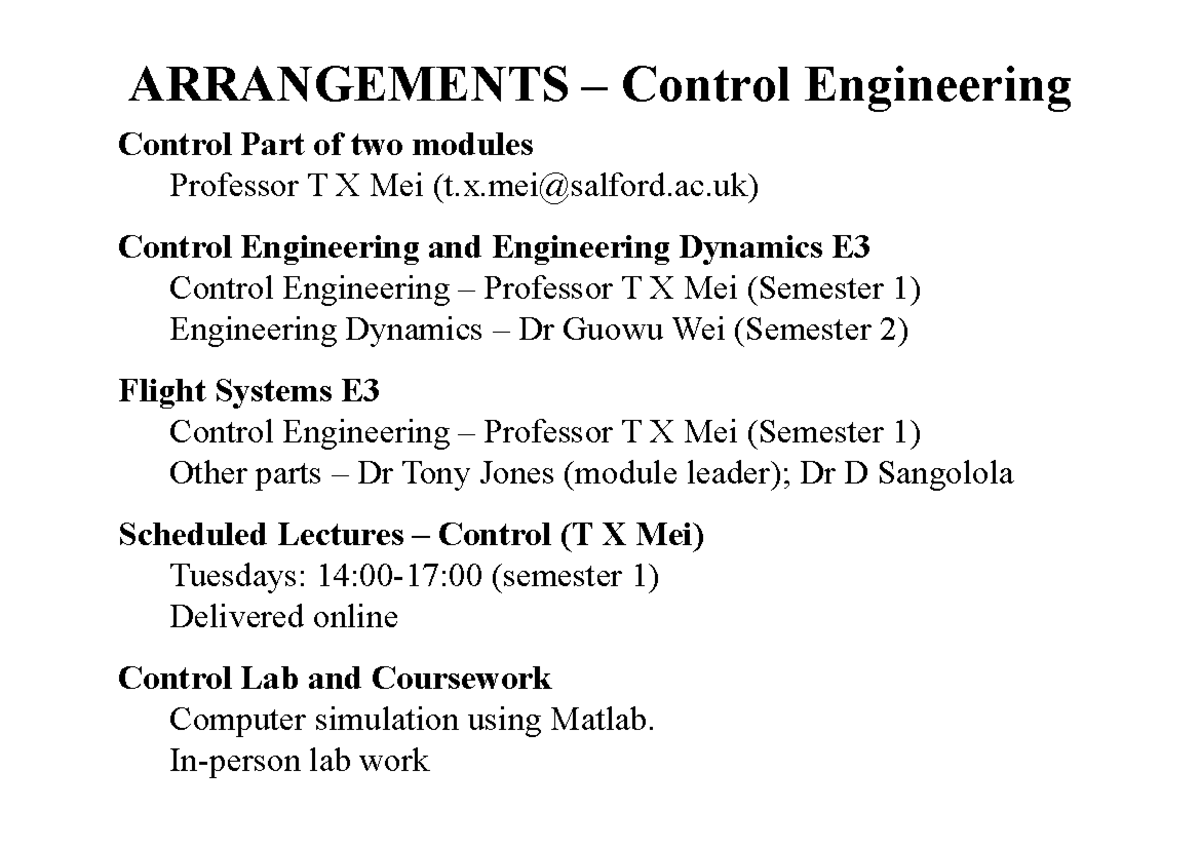 E3 Control Engineering: Comprehensive Intro and Study Guide - Studocu