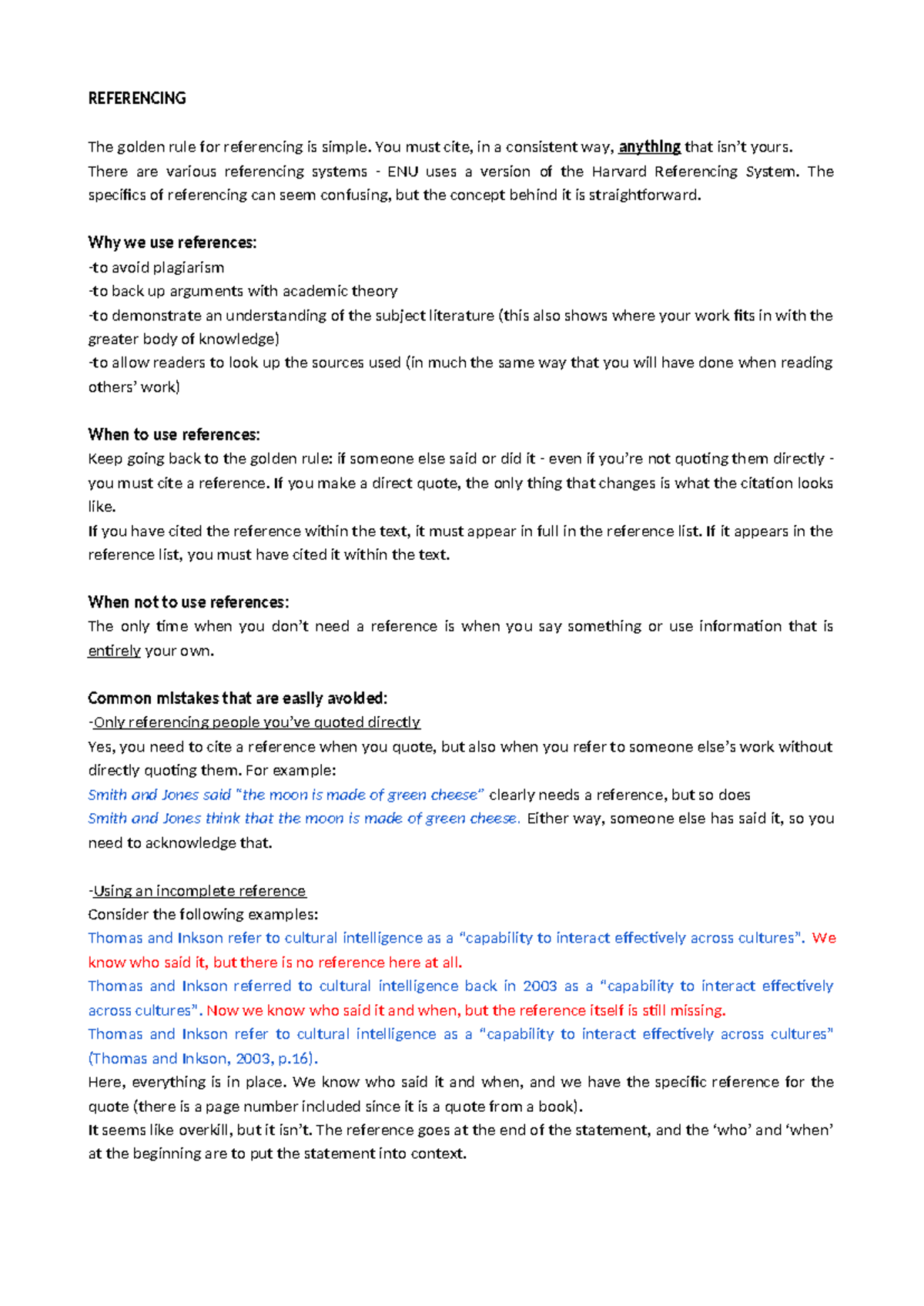 Referencing Guidelines for ENU: Avoiding Plagiarism and Errors - Studocu