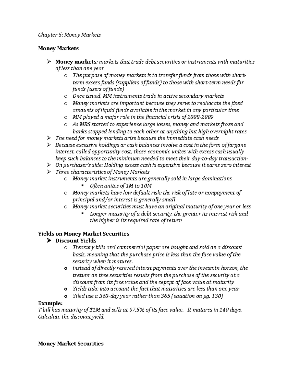 Chapter 5 Summary: Money Markets in "Financial Markets and Institutions ...