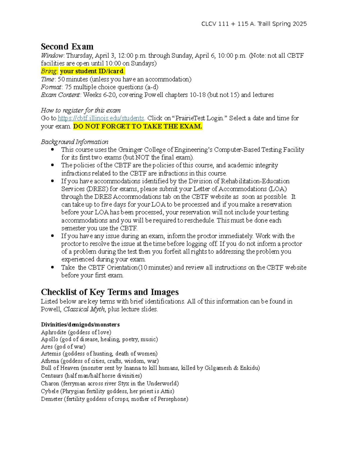 CLCV 111 + 115 A. Traill Spring 2025: Key Terms and Concepts for Exams ...