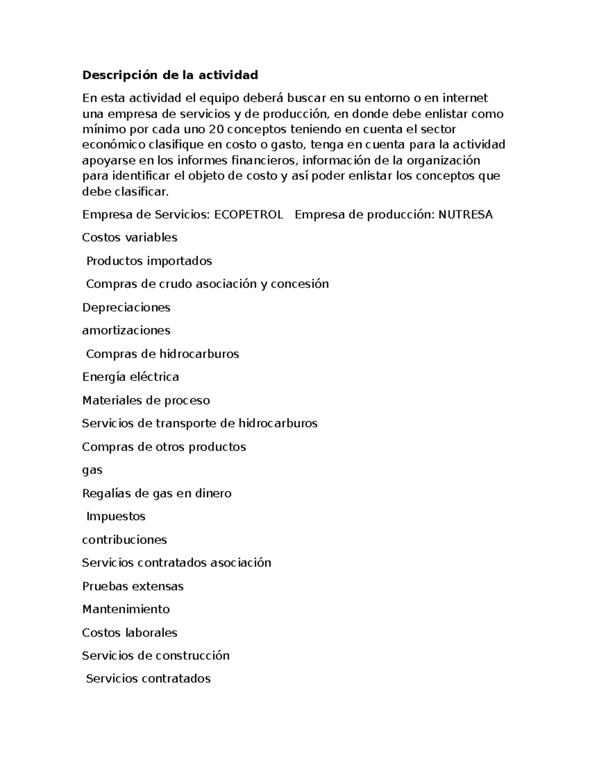 Clasificación de Costos y Gastos en Empresas de Servicios y Producción ...