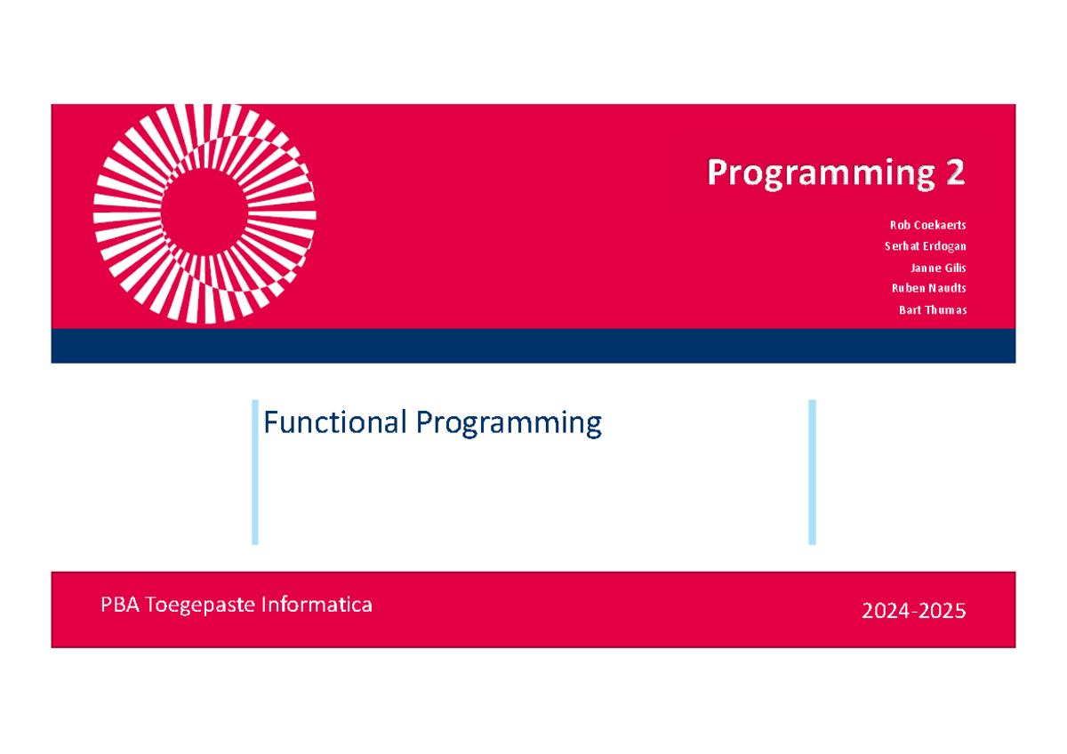 Functional Programming: Higher Order Functions Overview (P2-FP1) - Studocu