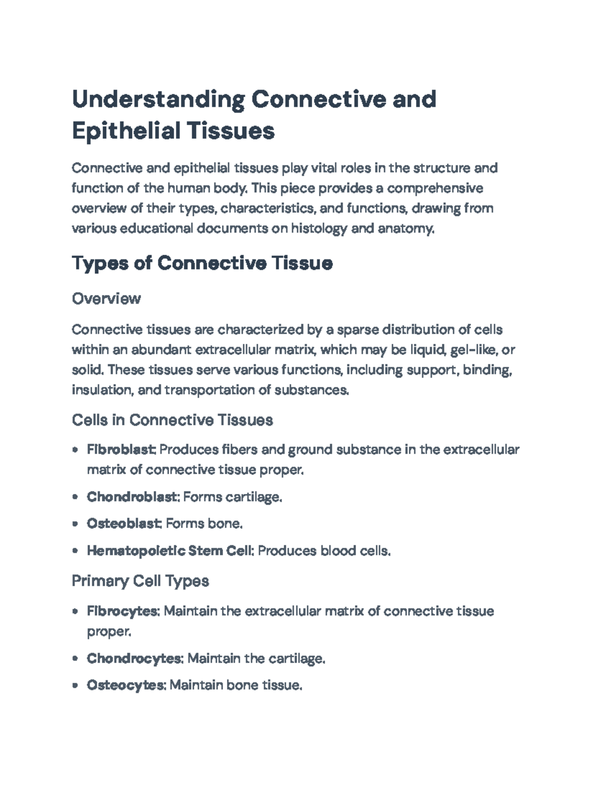 Understanding Connective and Epithelial Tissues – Histology Overview ...