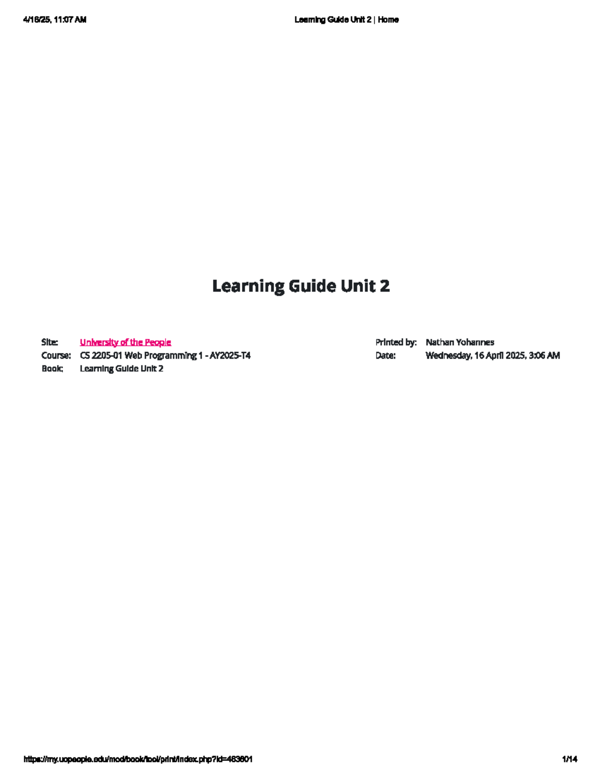 CS Web Programming 1: Learning Guide Unit 2 - HTML & CSS Basics - Studocu