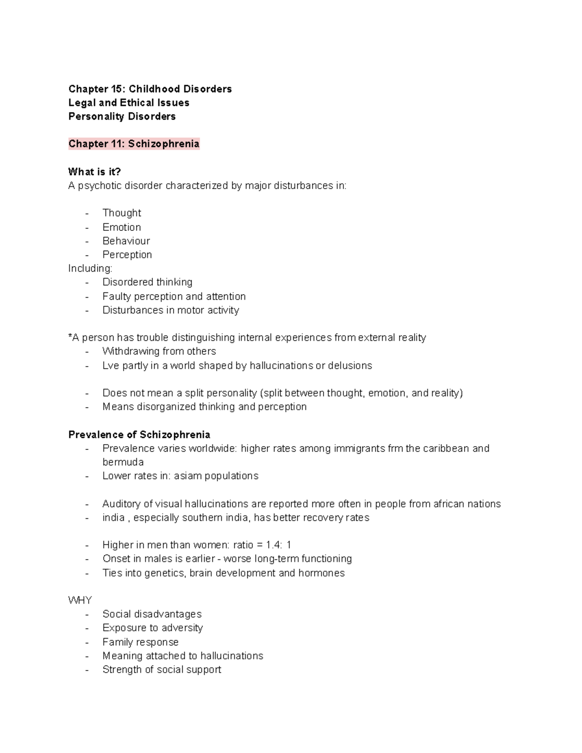 Abnormal Psych Final: Chapter 15 - Childhood Disorders & Schizophrenia ...