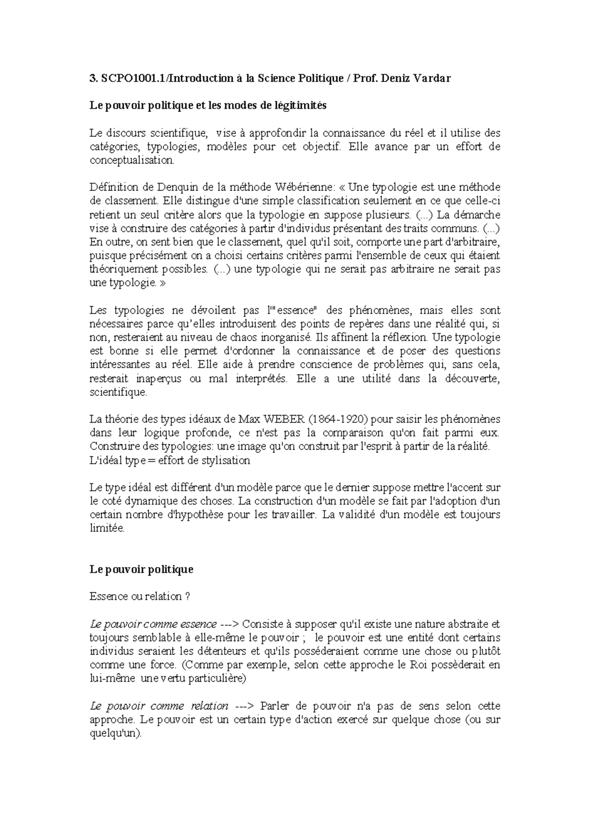 4 - notes de cours - SCPO1001/Introduction à la Science Politique ...