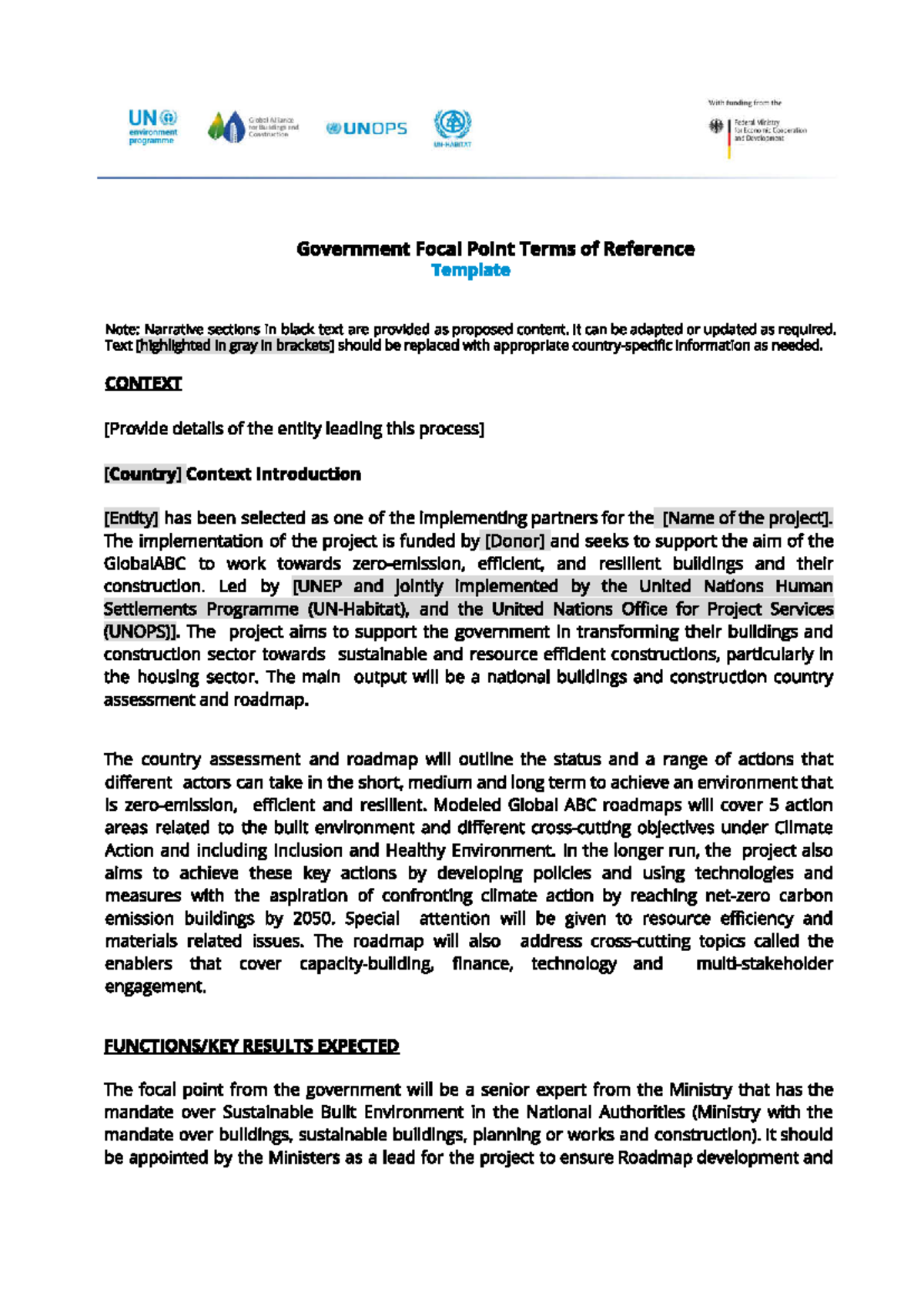 UNOPS Terms of Reference Template for Government Focal Point - Studocu