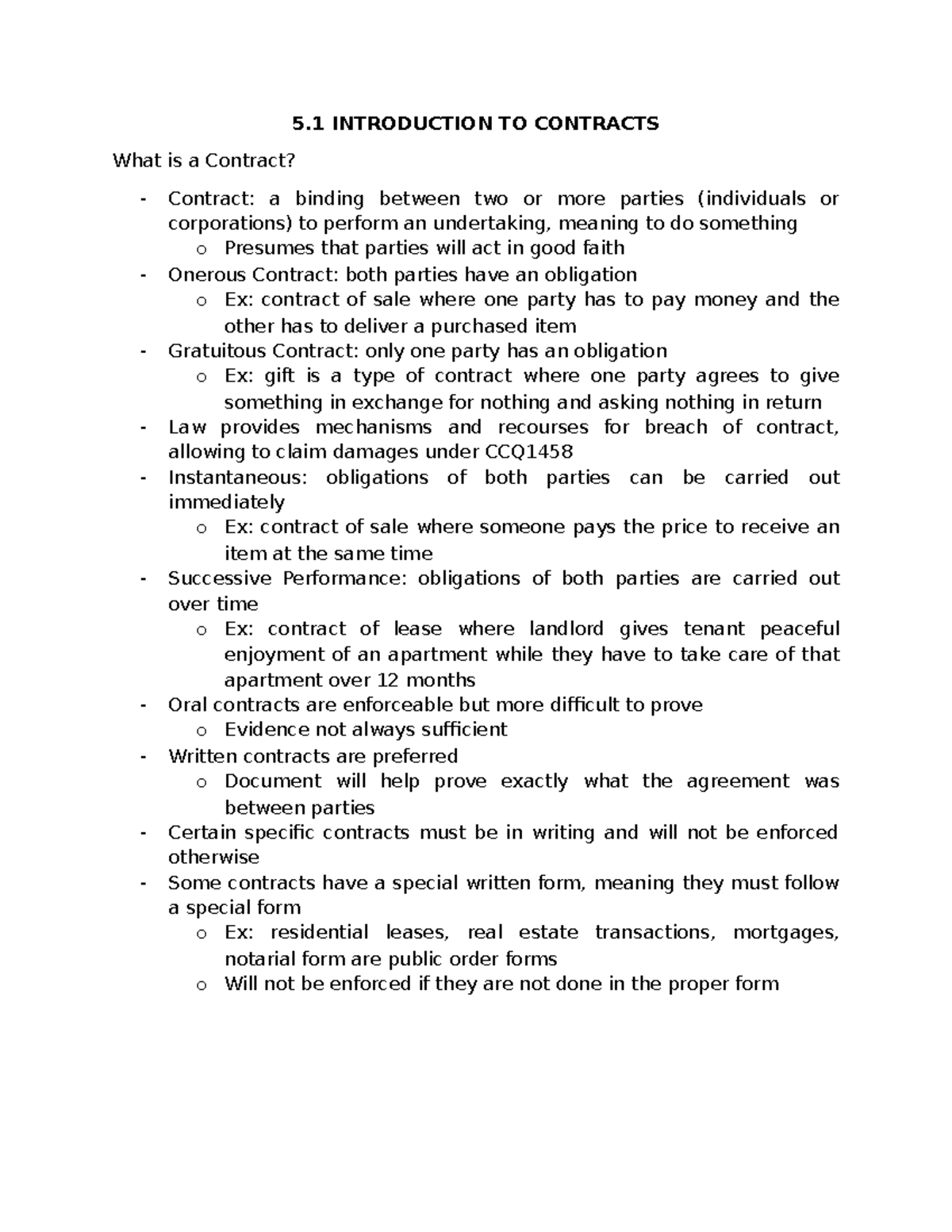 5.1 Introduction to Contracts: Key Concepts and Legal Framework - Studocu
