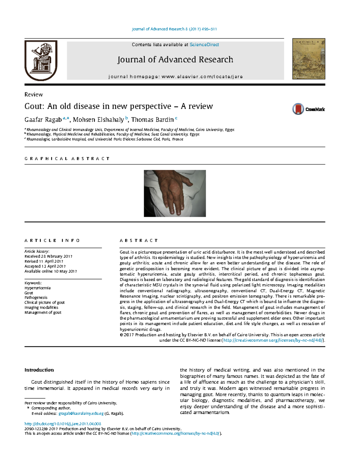 1-s2 - Full course - Review Gout: An old disease in new perspective – A ...