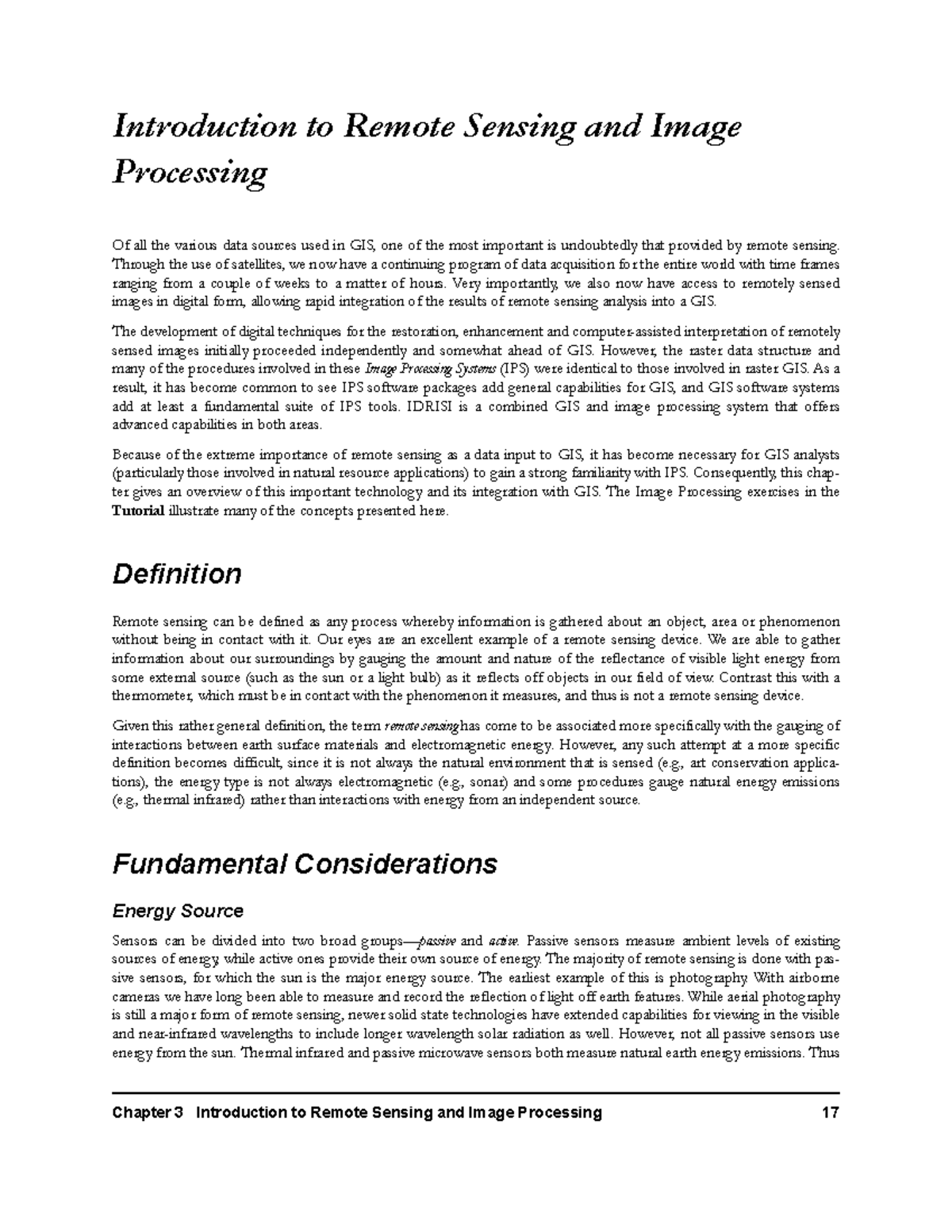 Chapter 3: Intro to Remote Sensing & Image Processing (GIS 101) - Studocu
