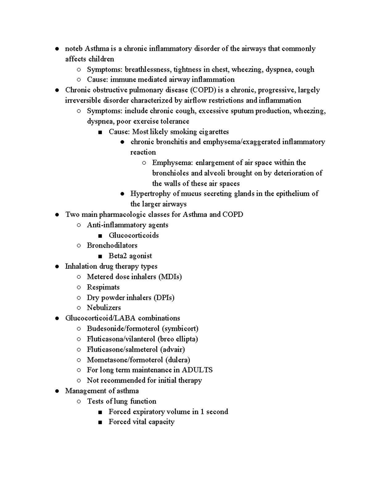 Module 3 Respiratory Disorders: Asthma & COPD Overview - Studocu