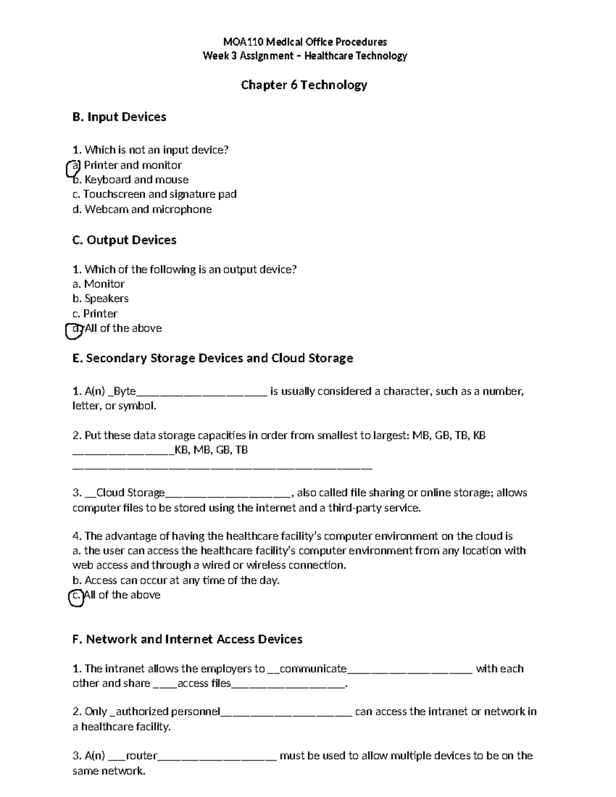 MOA110 Week 3 Assignment: Healthcare Technology Overview - Studocu