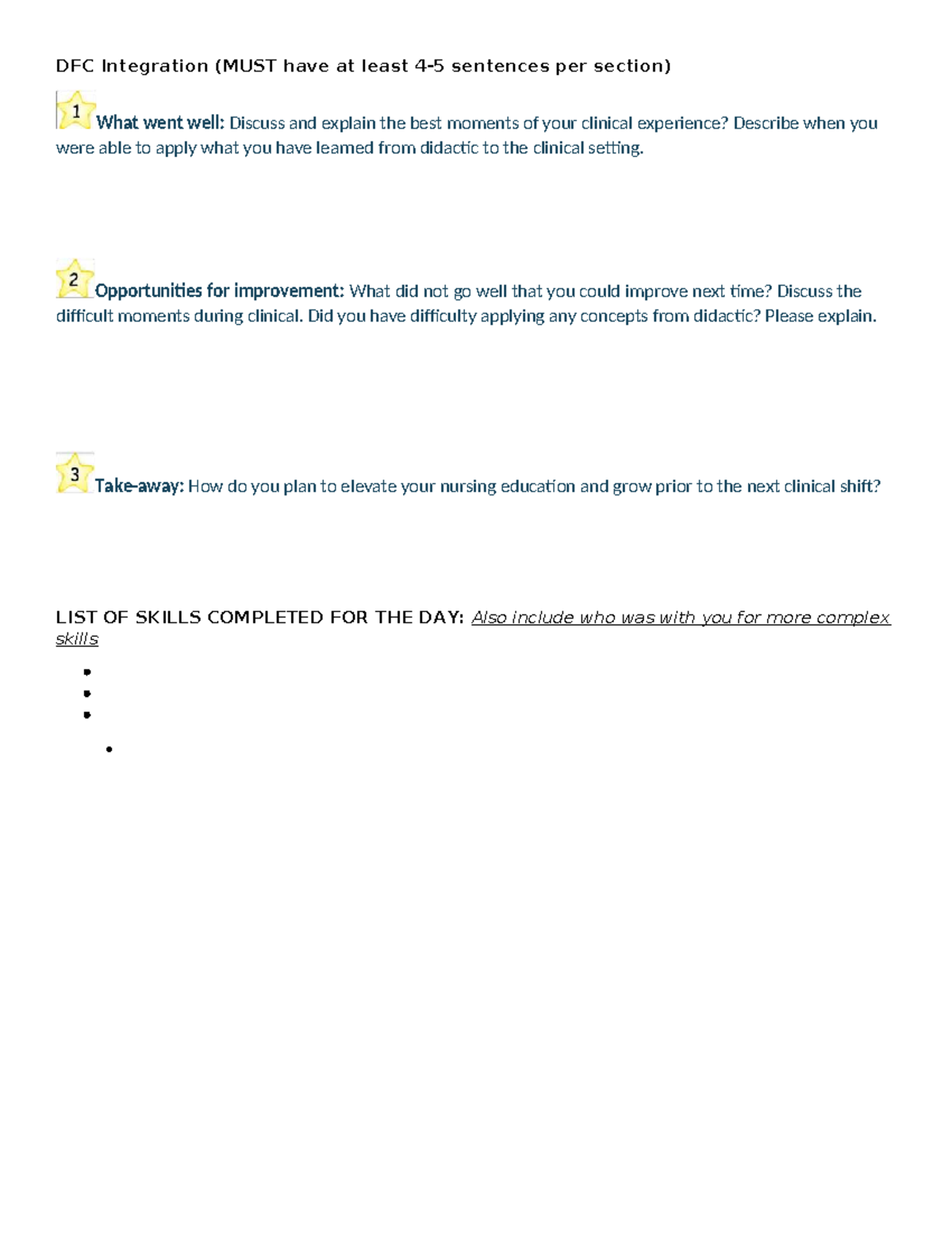 DFC Integration Worksheet 3: Clinical Experience Reflection and SBAR ...