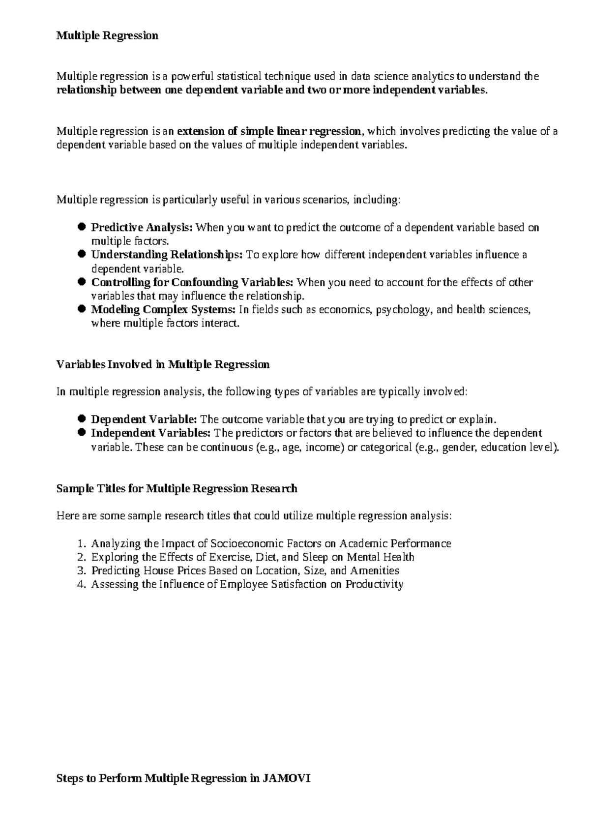 Data science analytics - Multiple regression is an extension of simple ...