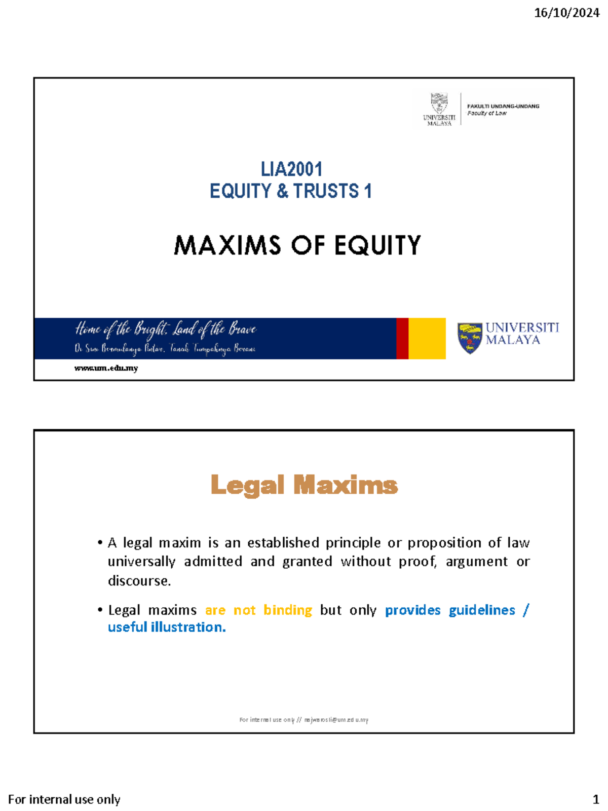 LIA2001 EQUITY TRUSTS: Key Maxims of Equity Explained - Studocu