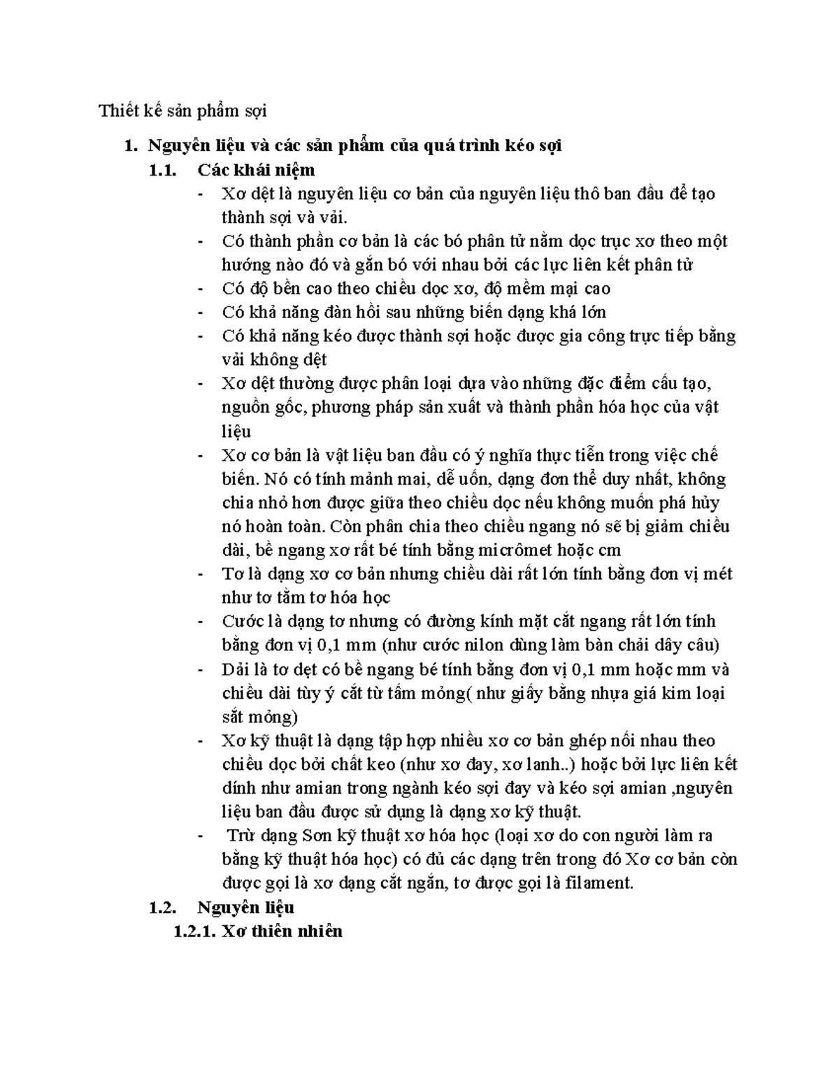 Tổng hợp Kiến thức về Các Loại Sợi - Tài liệu Dệt May MCS601 - Document Preview