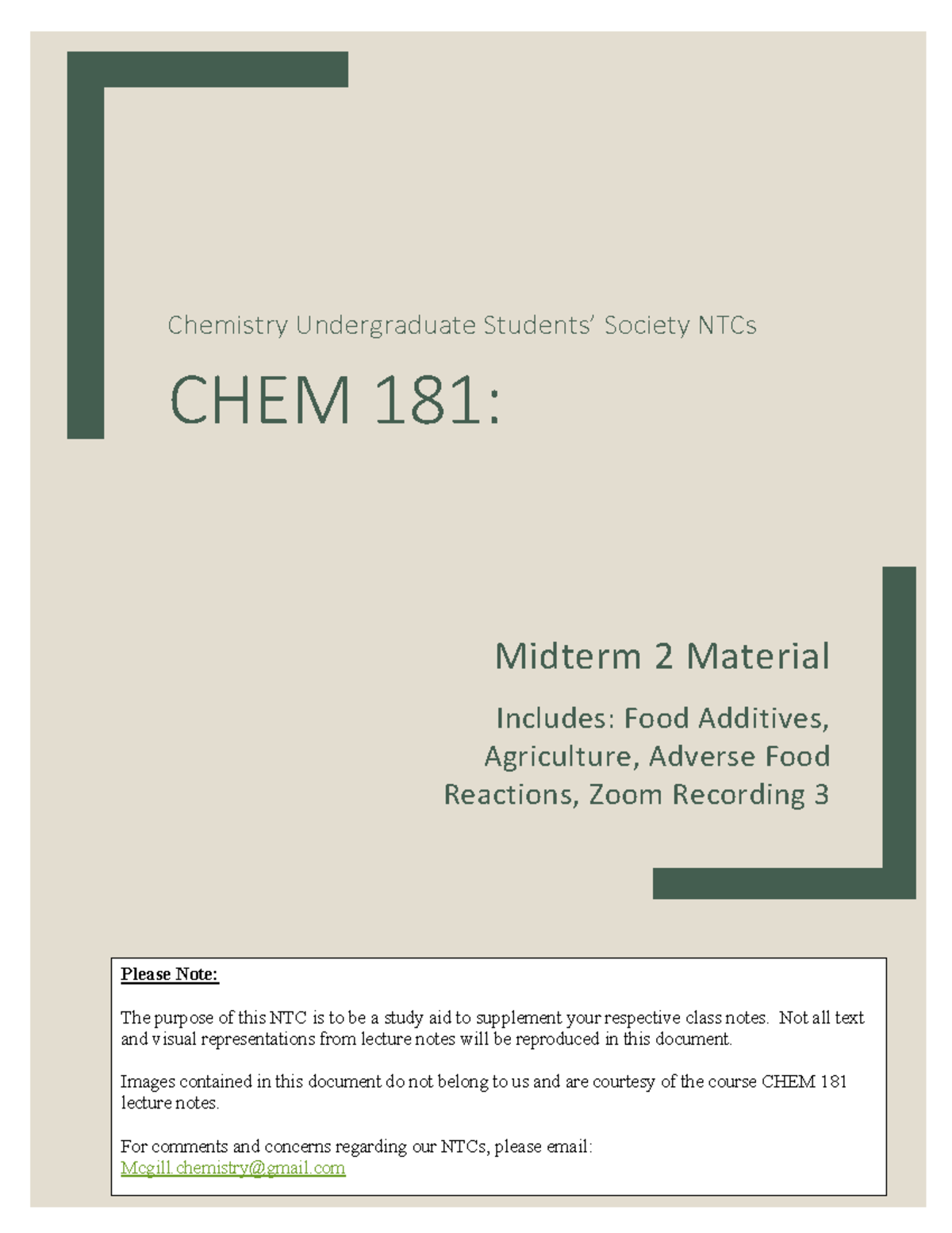 CHEM 181: Midterm 2 Study Notes on Food Additives and Safety - Studocu