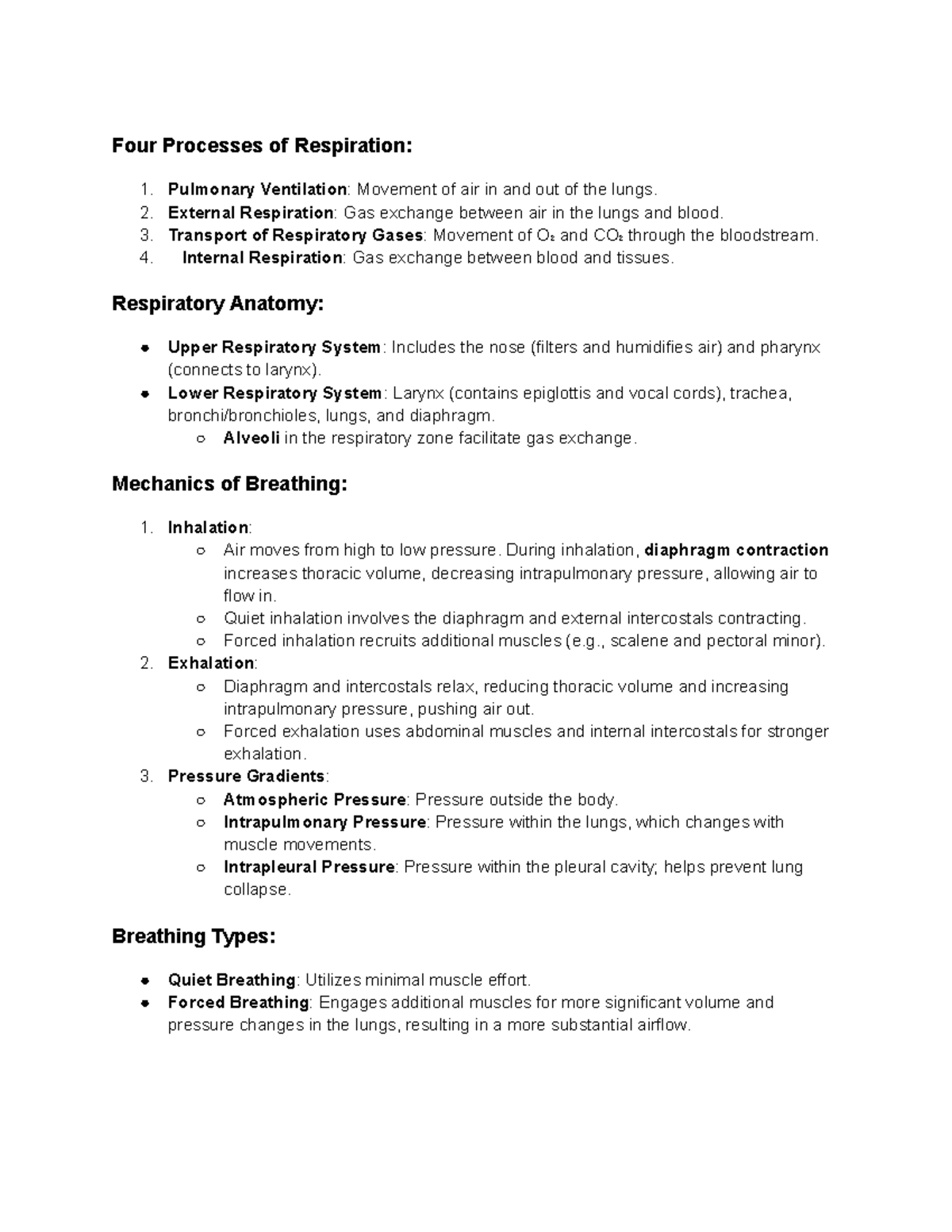 Anatomy and Physiology of the Respiratory System - EXAM 4 NOTES - Studocu