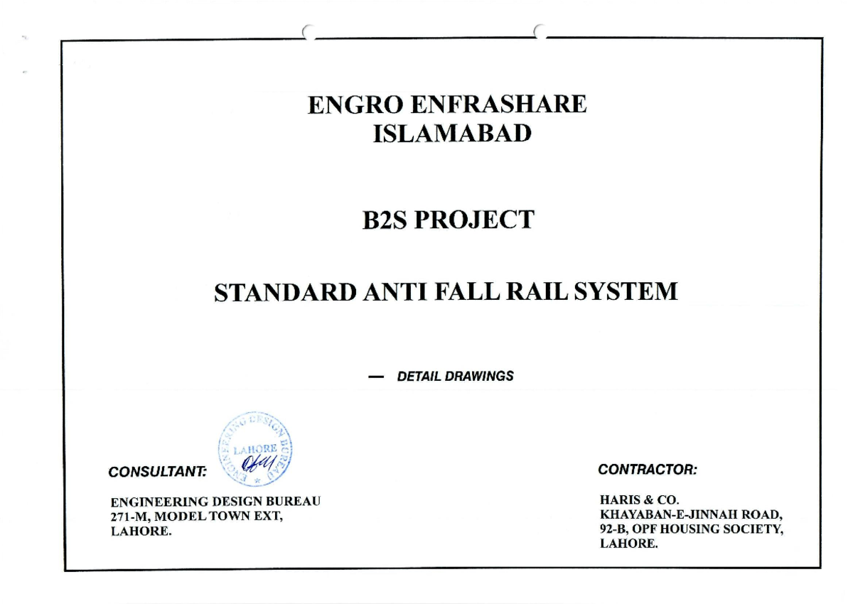 Standard Anti Fall Rail System - Detail Drawings for B2S Project - Studocu