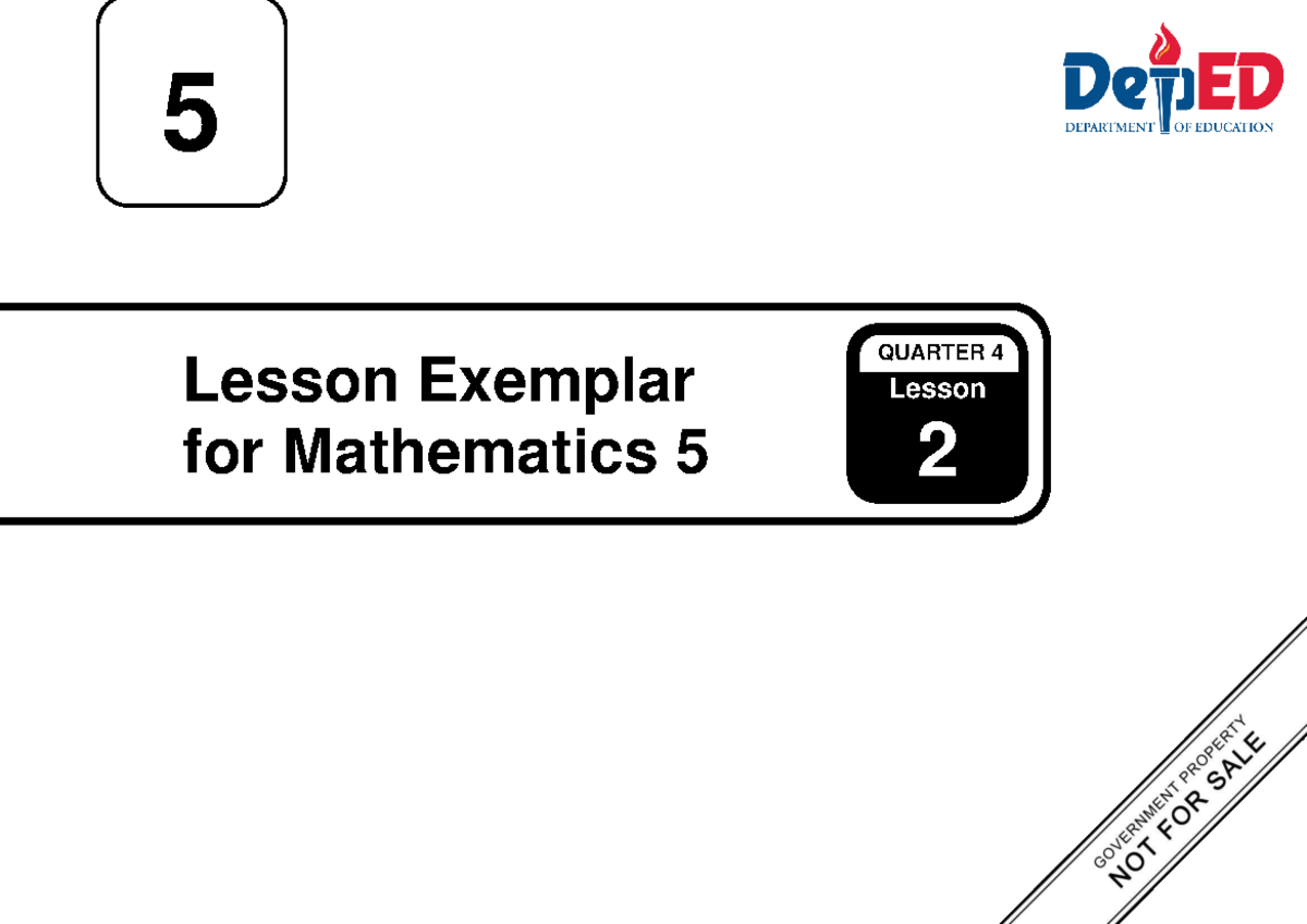 Q4 LE Math 5 Lesson 2 Exemplar Activities and Teacher Notes - Studocu