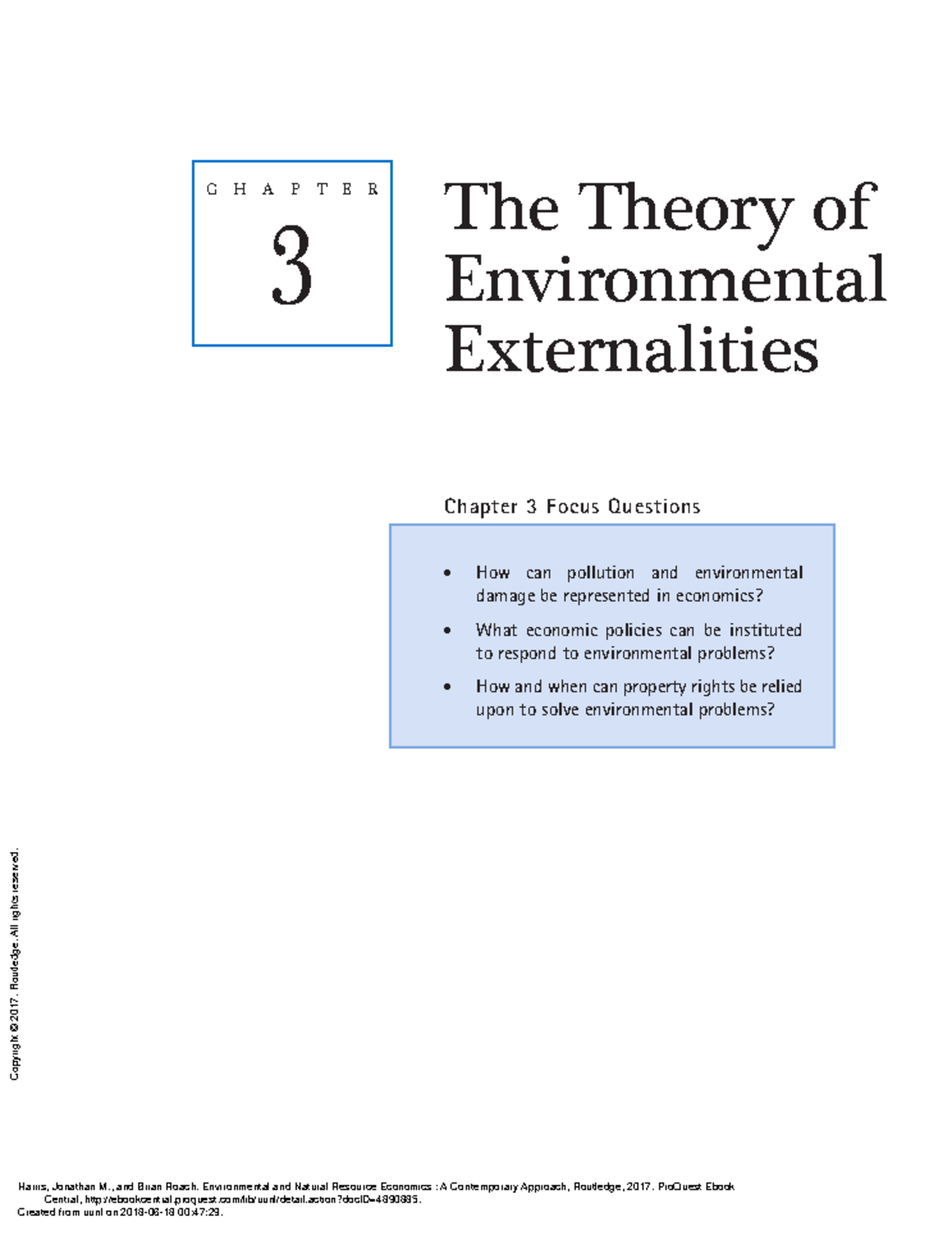 ENV 301 Chapter 3: The Theory of Environmental Externalities Overview ...