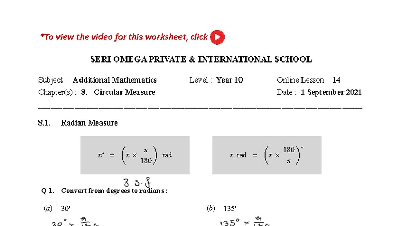 Y10 Additional Maths Online Lesson 14: Circular Measure & Radian ...