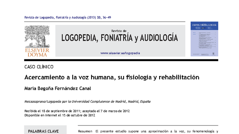 Educación Vocal: Rehabilitación de la Voz Humana y su Fisiología - Studocu