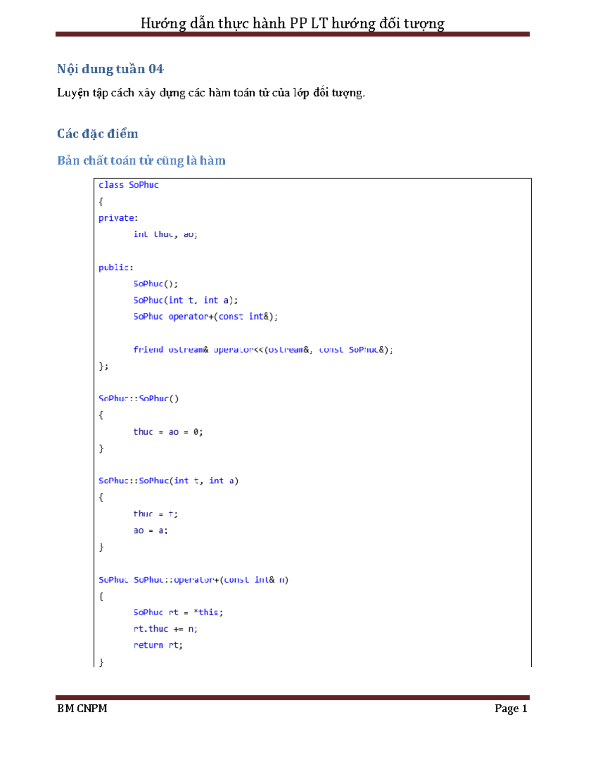 HDTH Tuan04 - mon hoc oop c++ - Nội dung tuần 04 Luyện tập cách xây ...