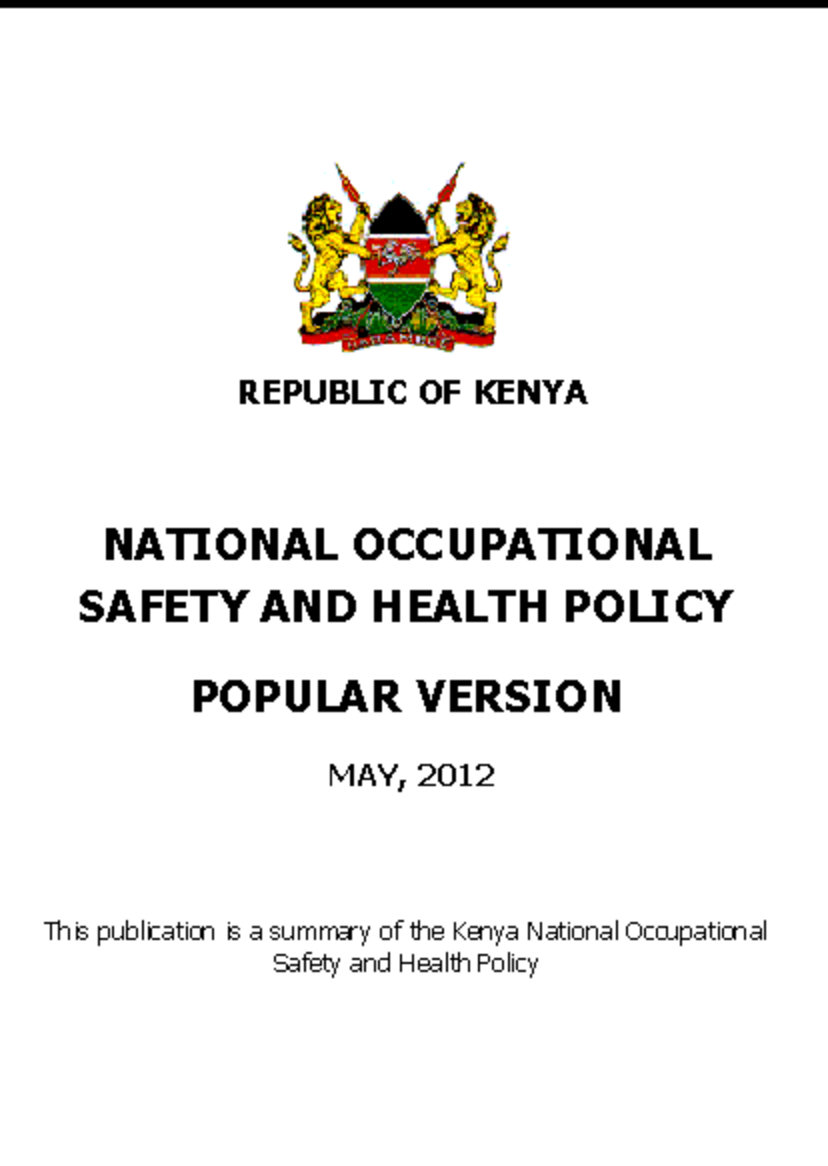 National OSH Policy Summary - Accessible Version for All - Studocu