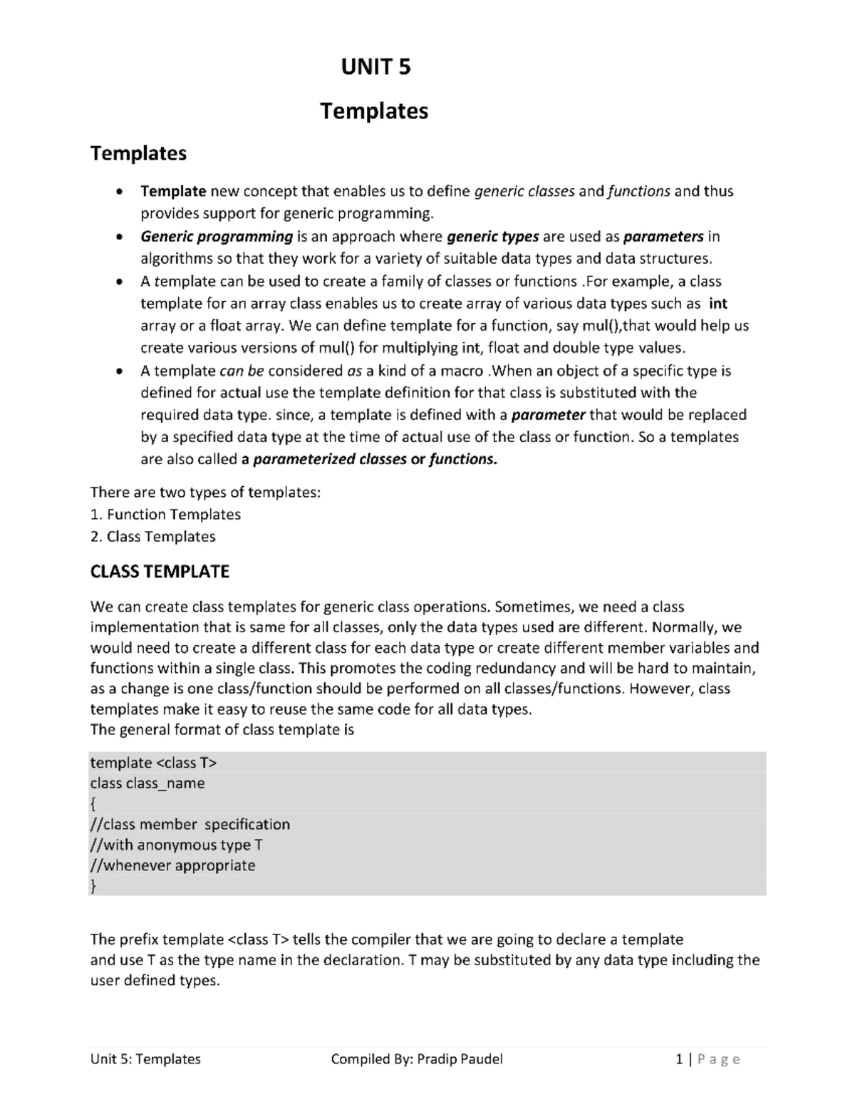 Unit 4: Polymorphism in C++ - Concepts and Examples - Studocu