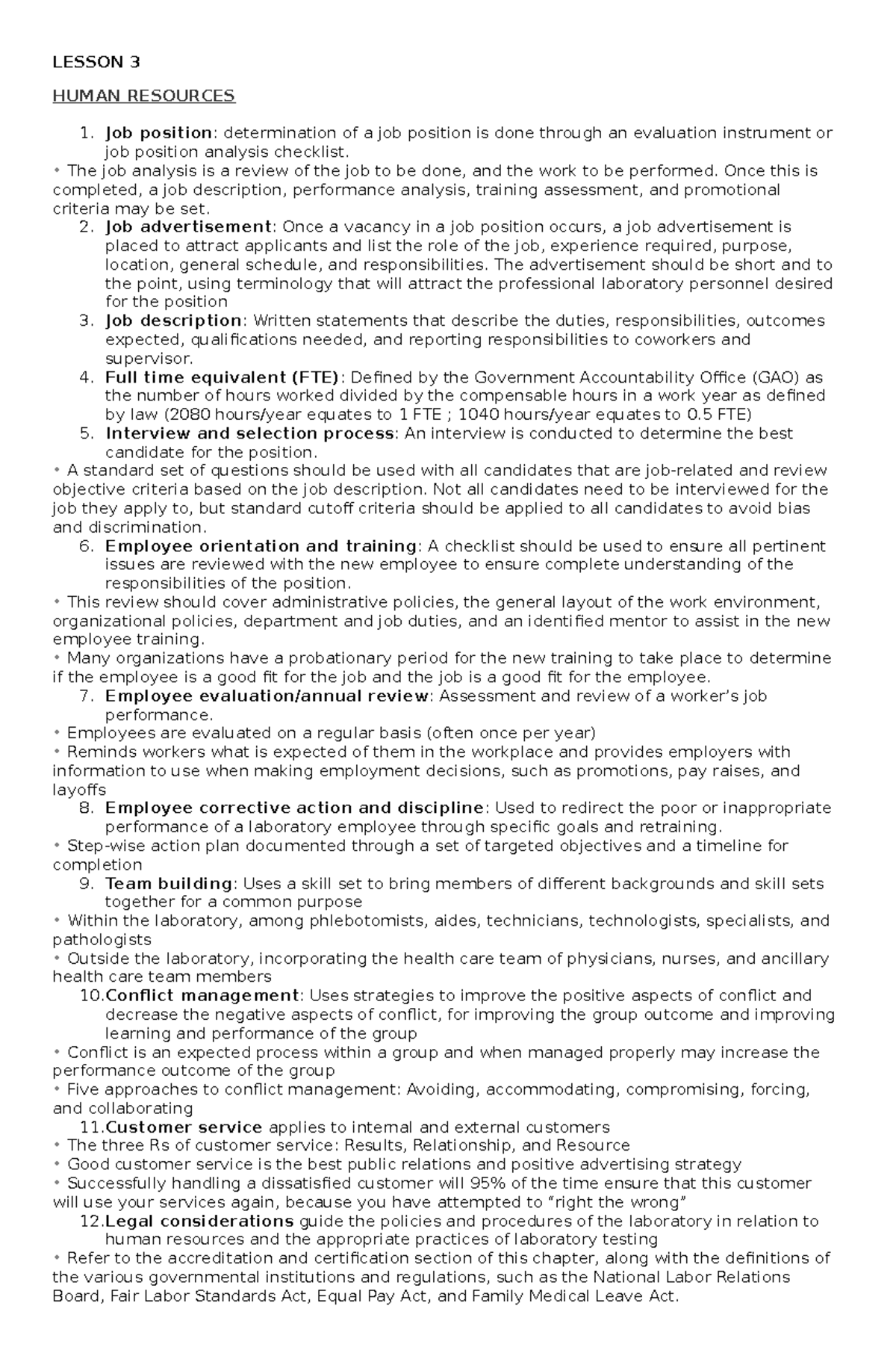 Labman- Lesson-3 - Laboratory Management - LESSON 3 HUMAN RESOURCES Job ...