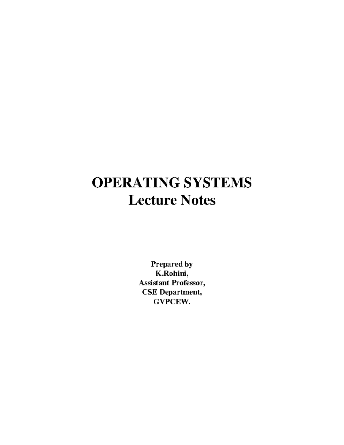 Unit-1 OS Lecture Notes: Overview of Operating Systems Functions - Studocu